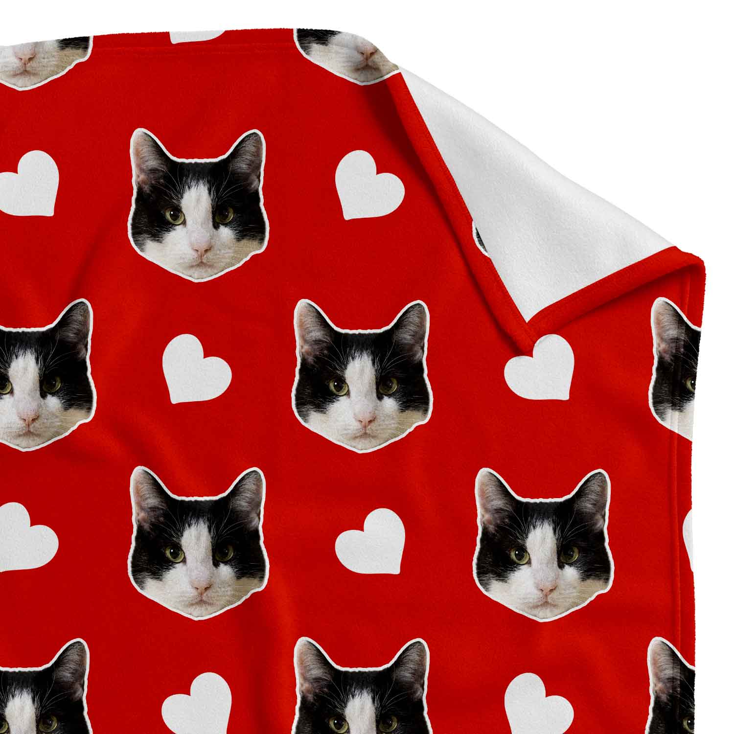 Hearts Pattern Red Personalised Cat Blanket