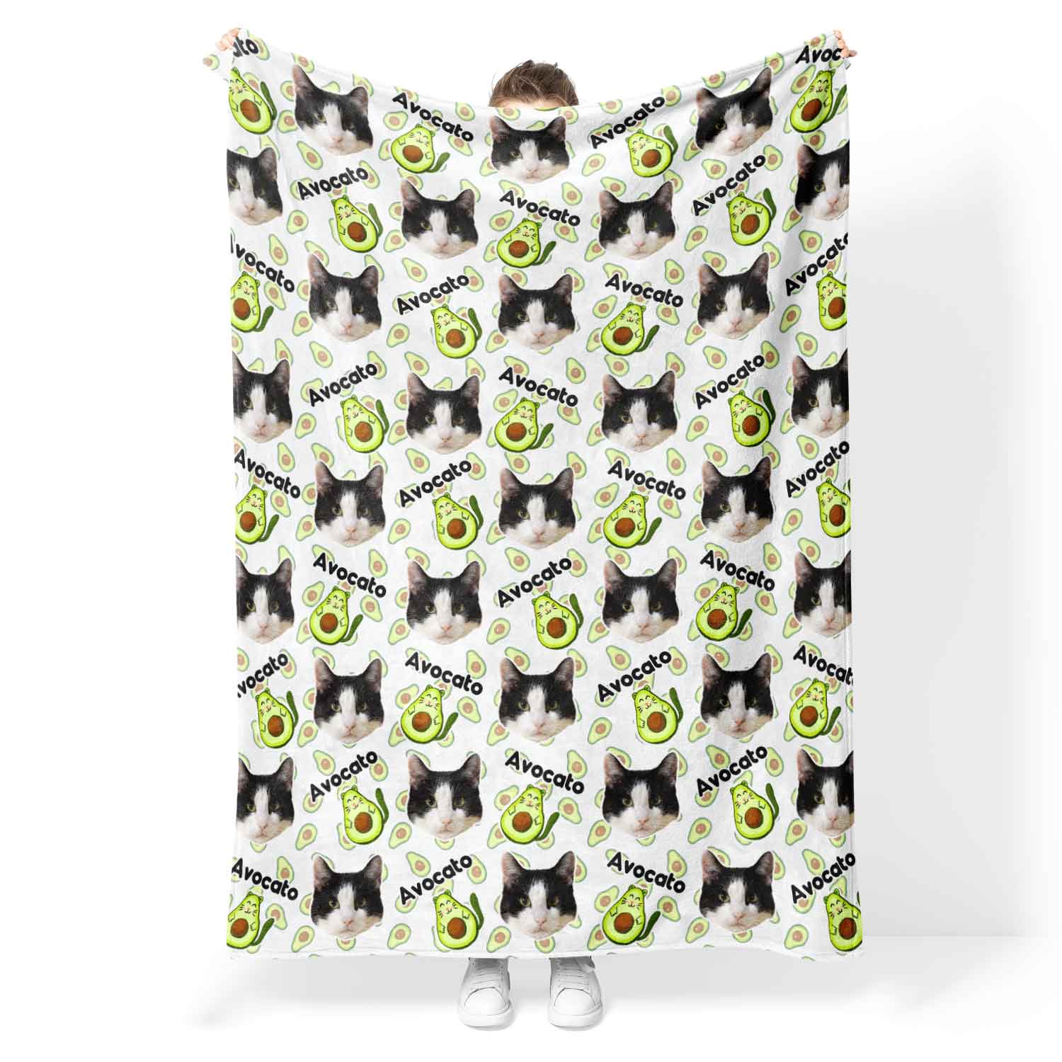 Avocato Cat Faces Personalised Blanket
