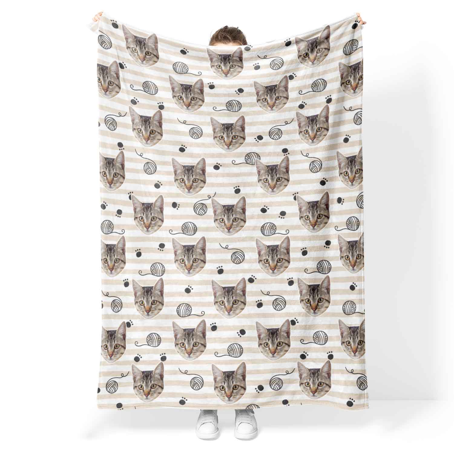 Yarn & Cat Paw Prints Personalised Blanket