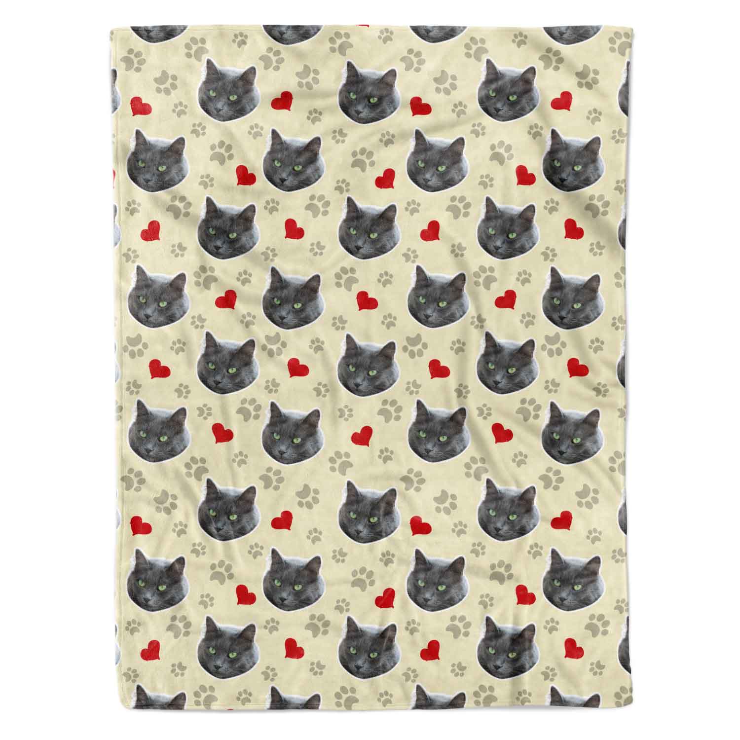 Hearts & Cat Paw Prints Personalised Blanket