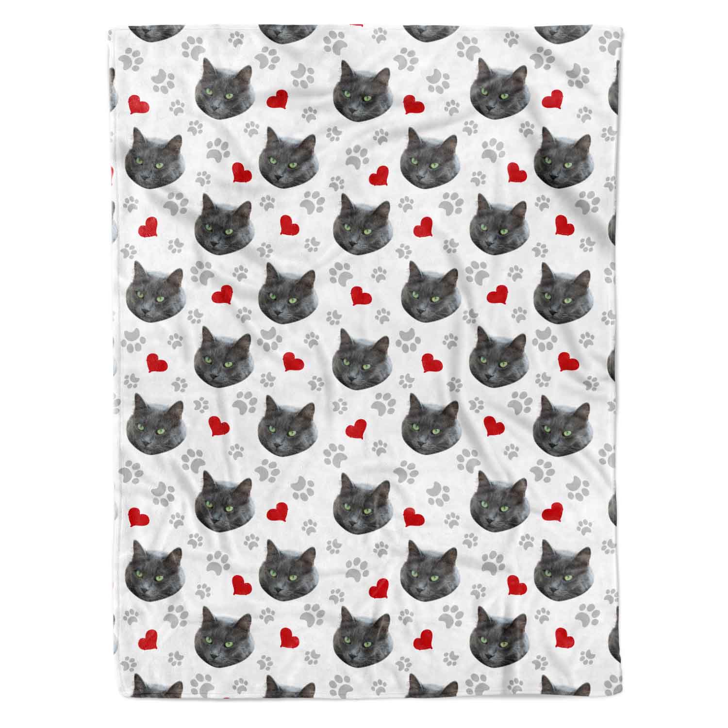 Hearts & Cat Paw Prints Personalised Blanket
