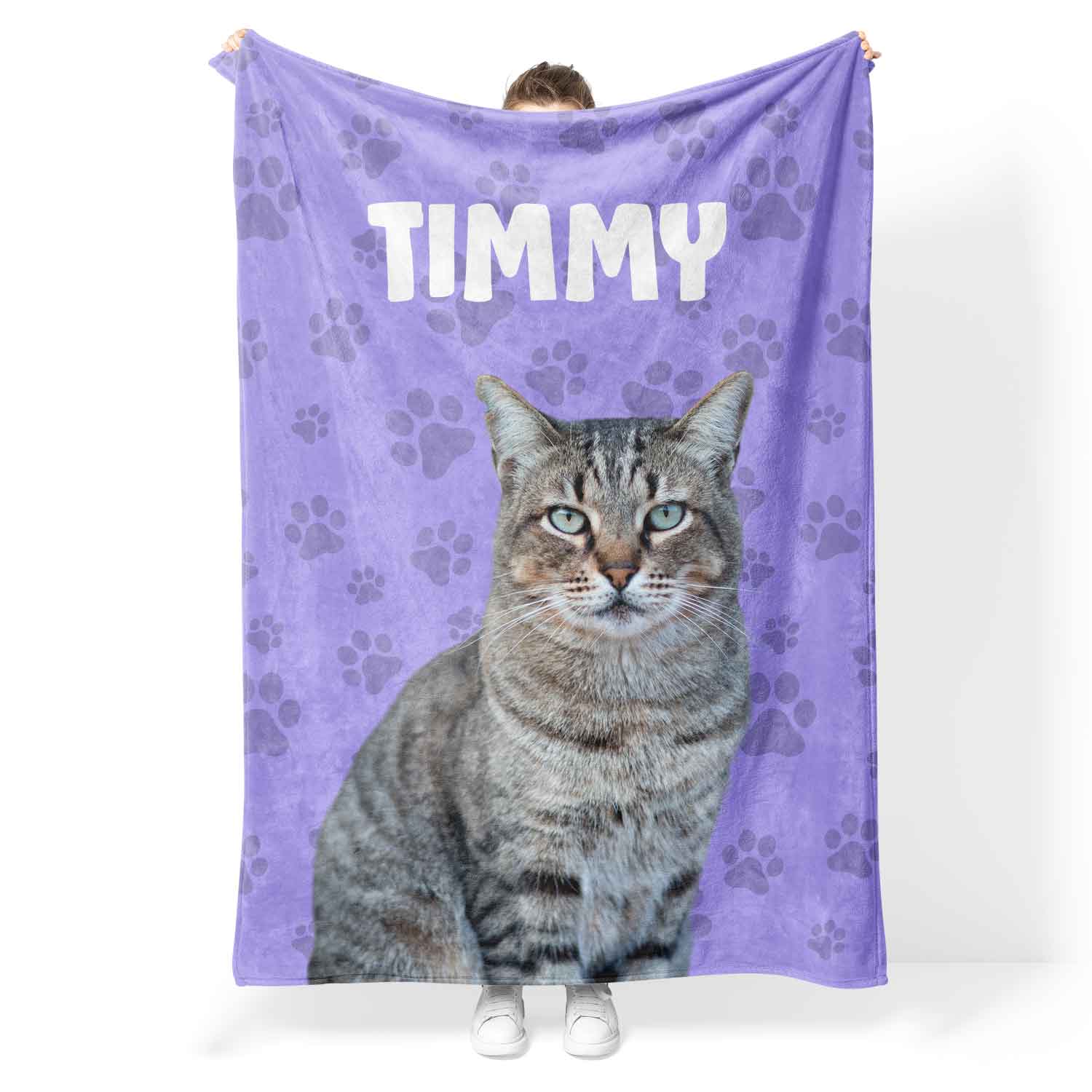 Cat Photo & Name Personalised Blanket