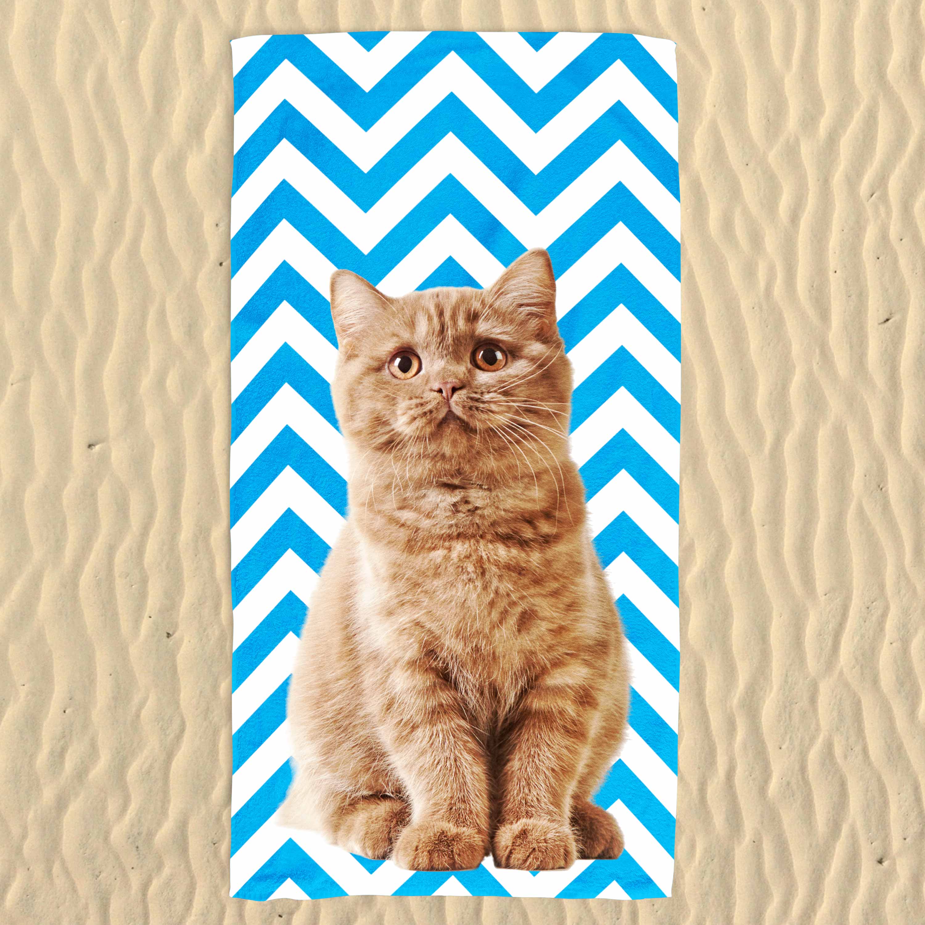 Your Cat Zig Zag Pattern Beach Towel