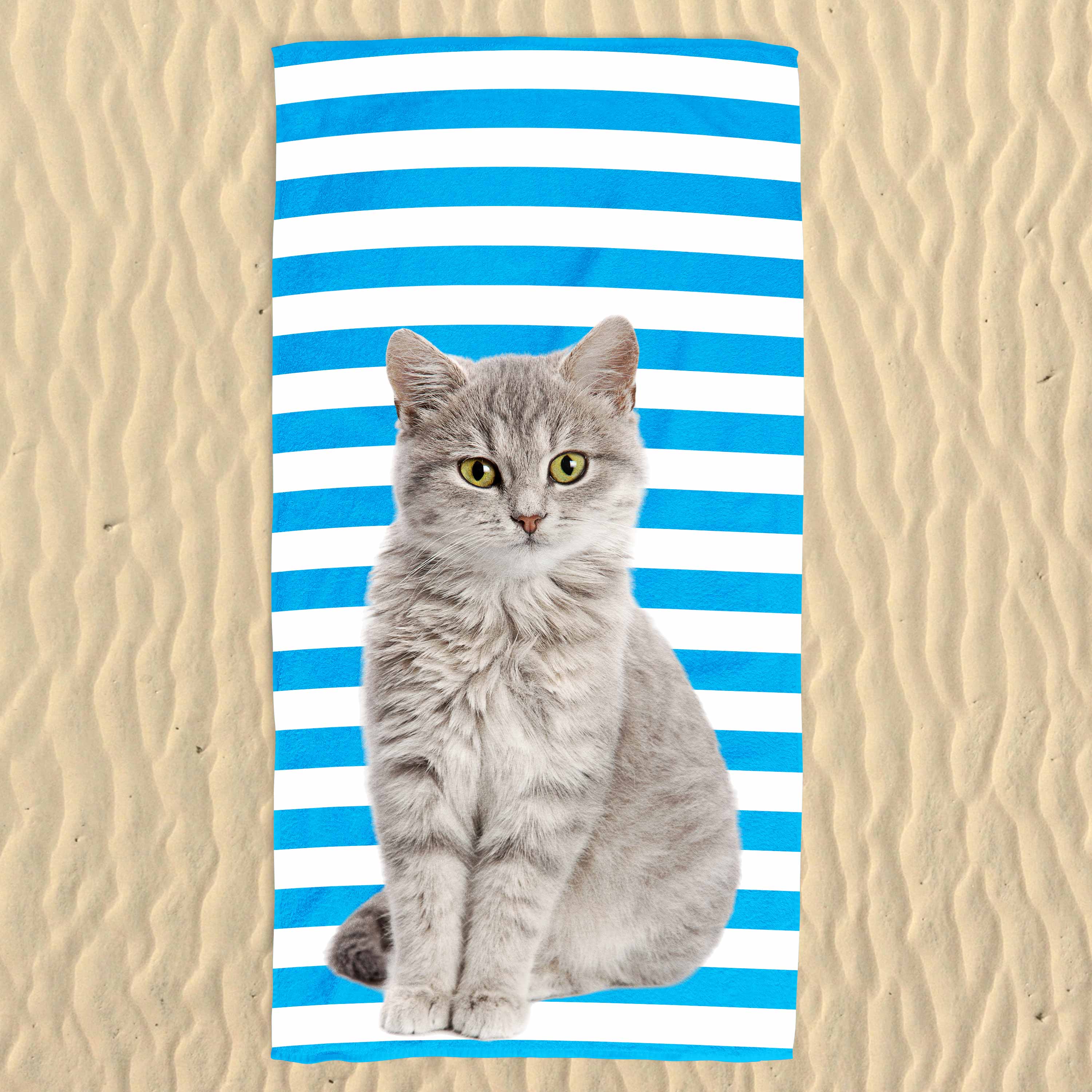 Your Cat Stripe Pattern Beach Towel