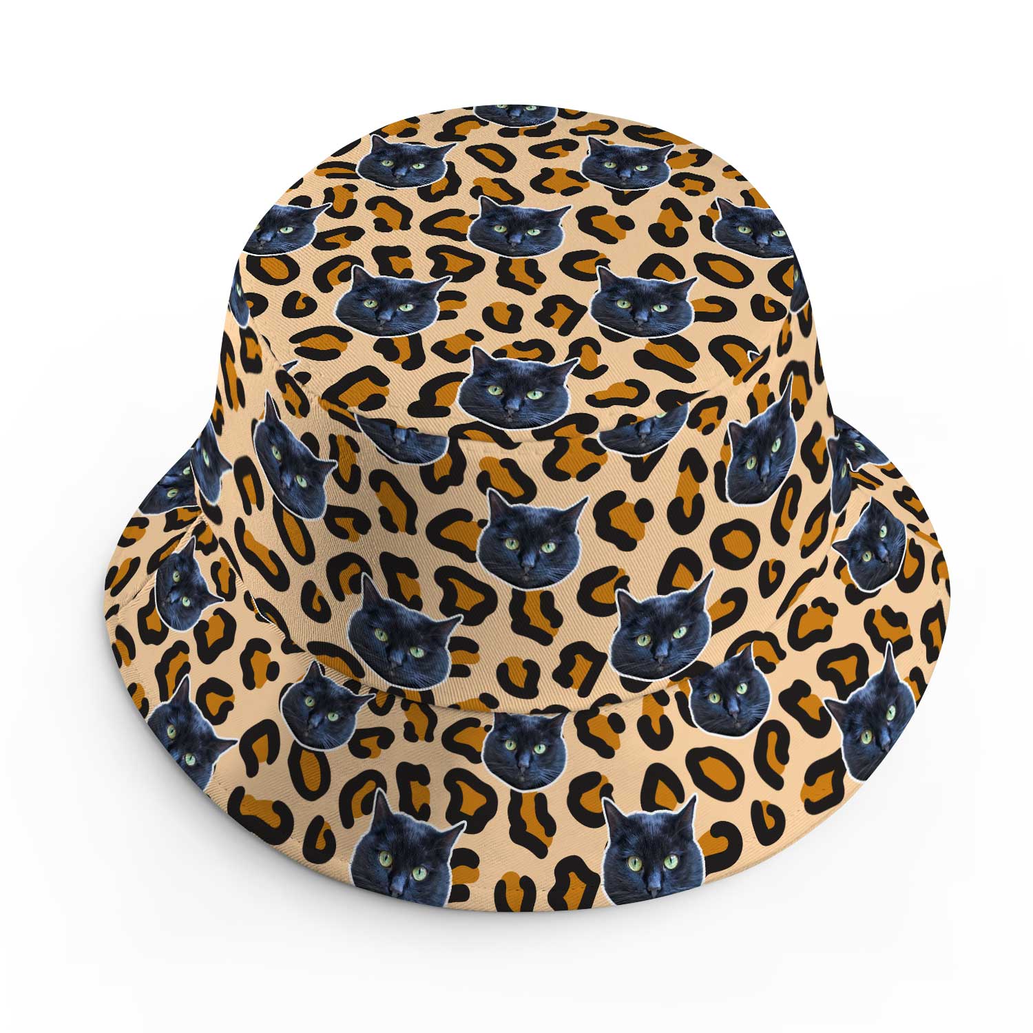 Leopard Print Cat Faces Custom Bucket Hat