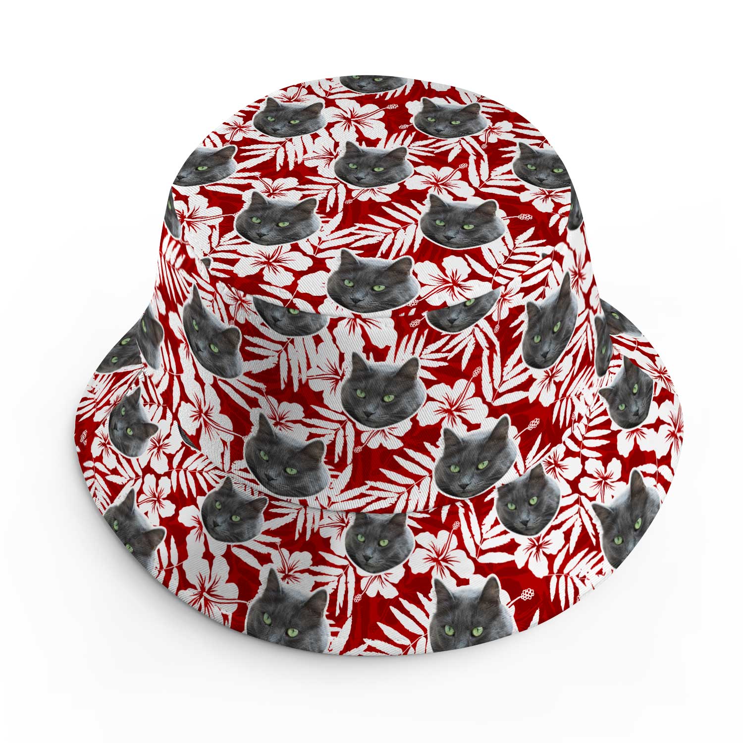 Hawaiian Red Cat Faces Custom Bucket Hat