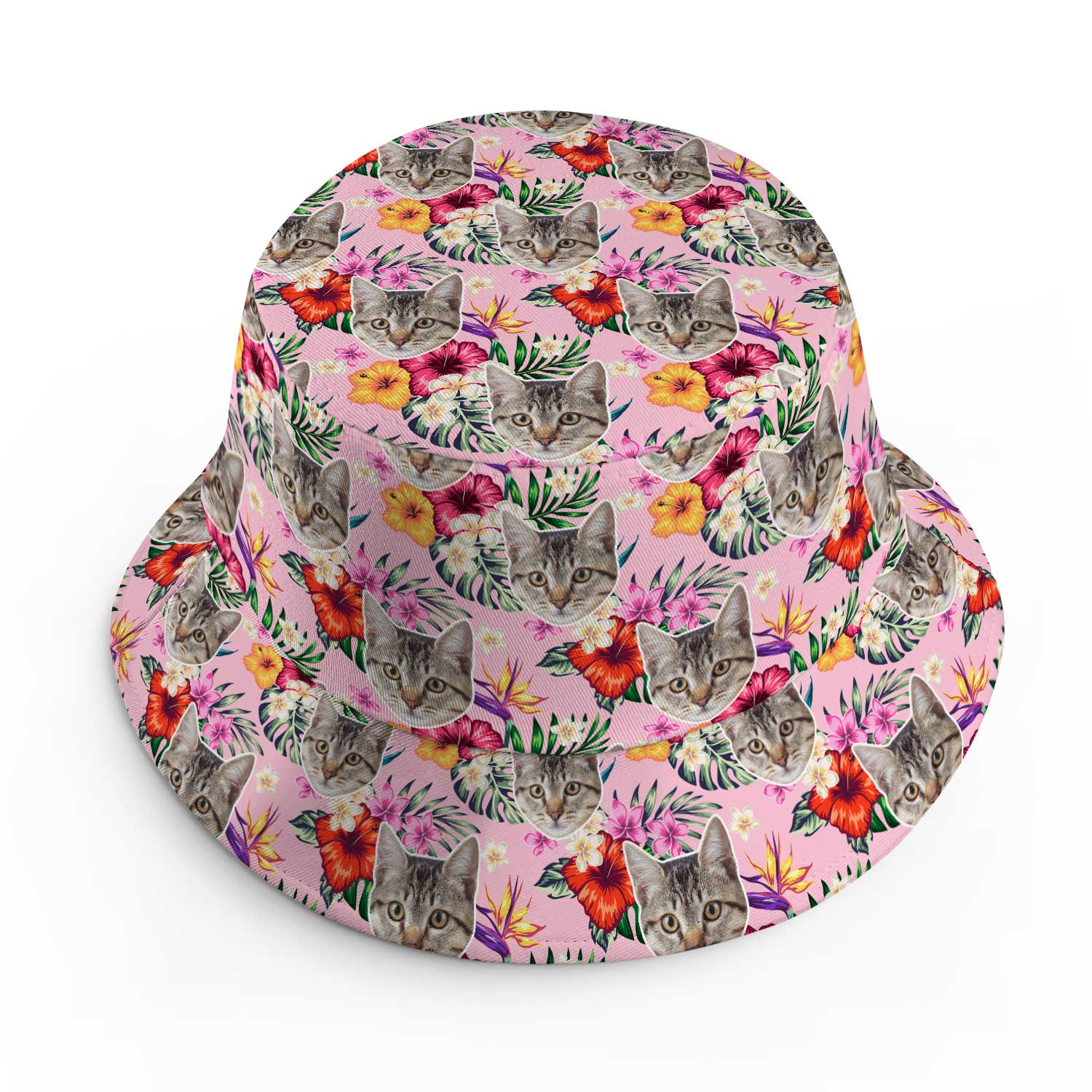 Tropical Hawaiian Cat Faces Custom Bucket Hat