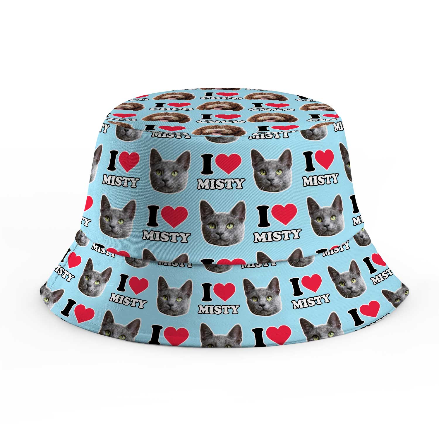 I Heart Cat's [Name] and Face Custom Bucket Hat