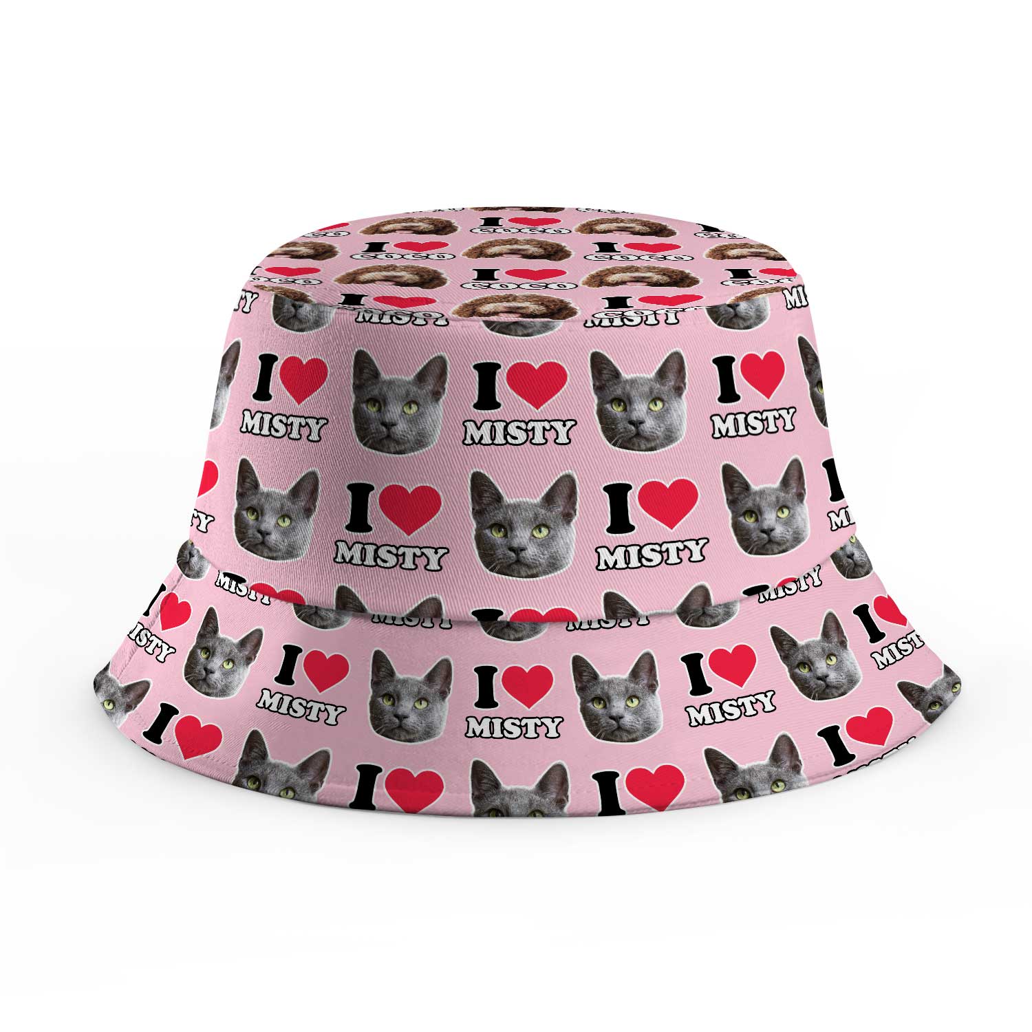 I Heart Cat's [Name] and Face Custom Bucket Hat