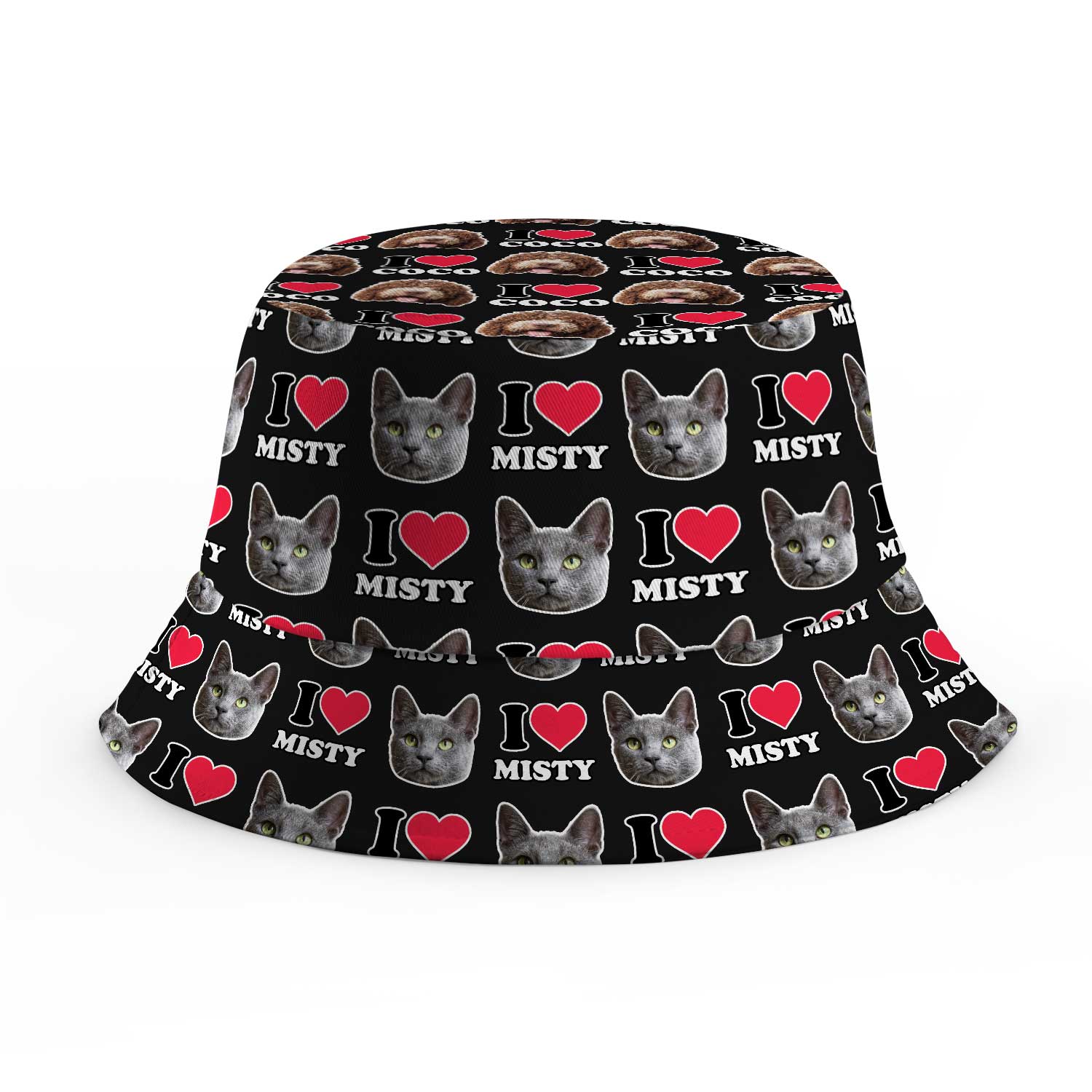 I Heart Cat's [Name] and Face Custom Bucket Hat