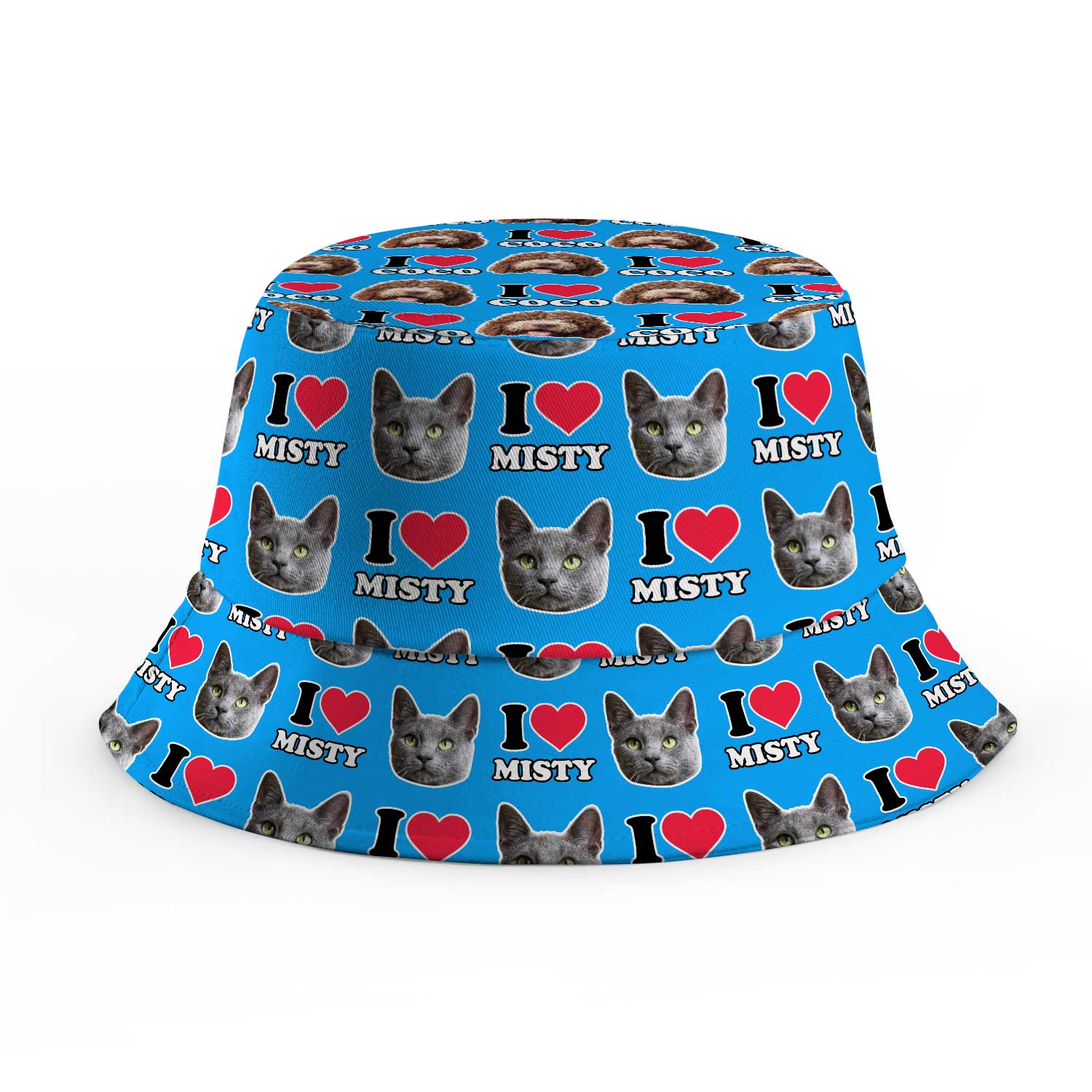 I Heart Cat's [Name] and Face Custom Bucket Hat