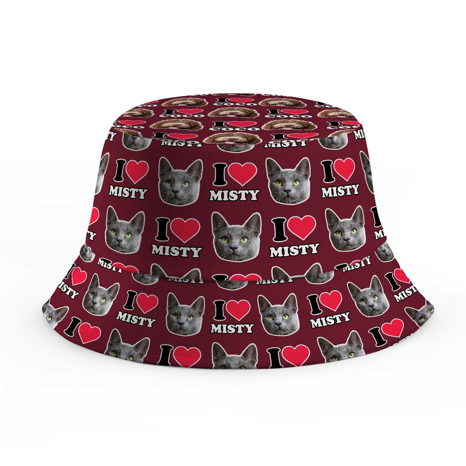 I Heart Cat's [Name] and Face Custom Bucket Hat