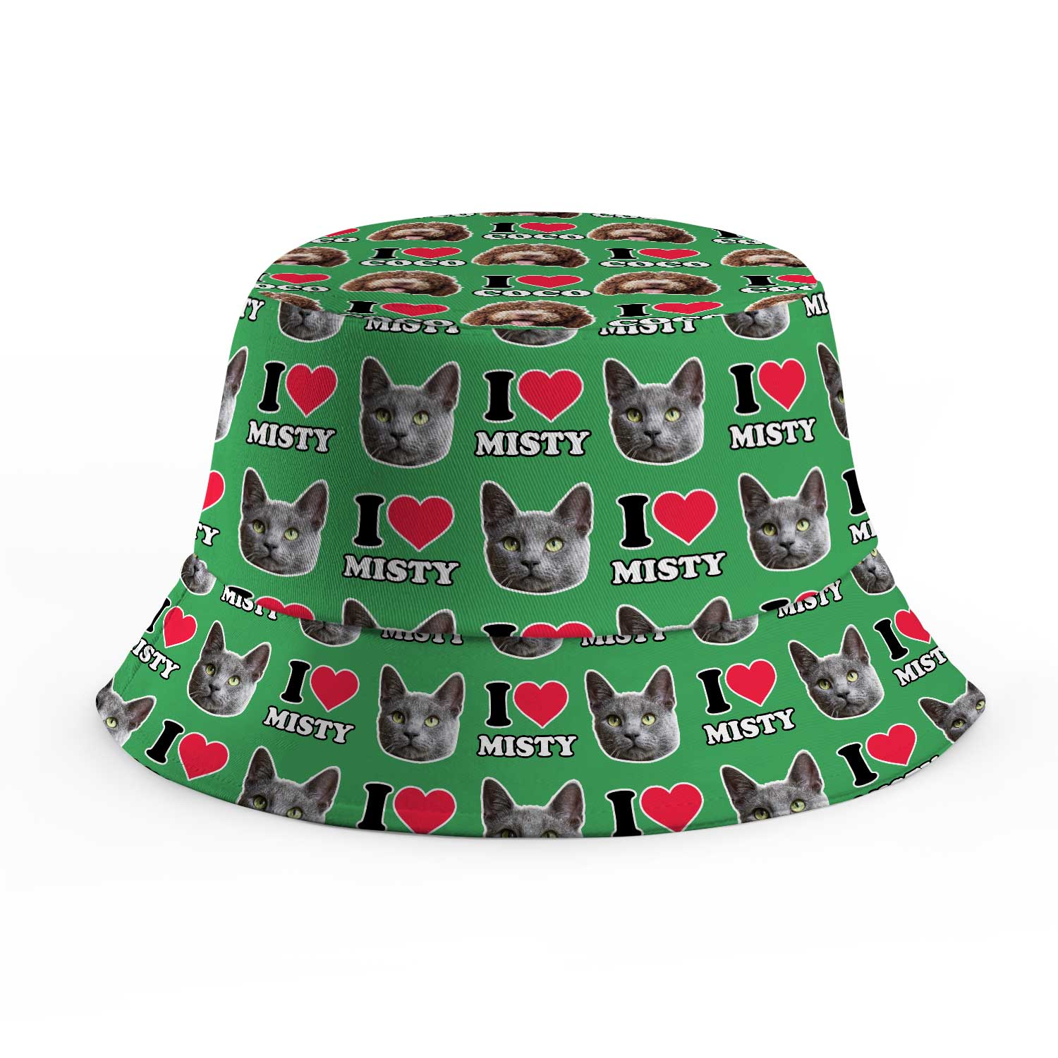 I Heart Cat's [Name] and Face Custom Bucket Hat
