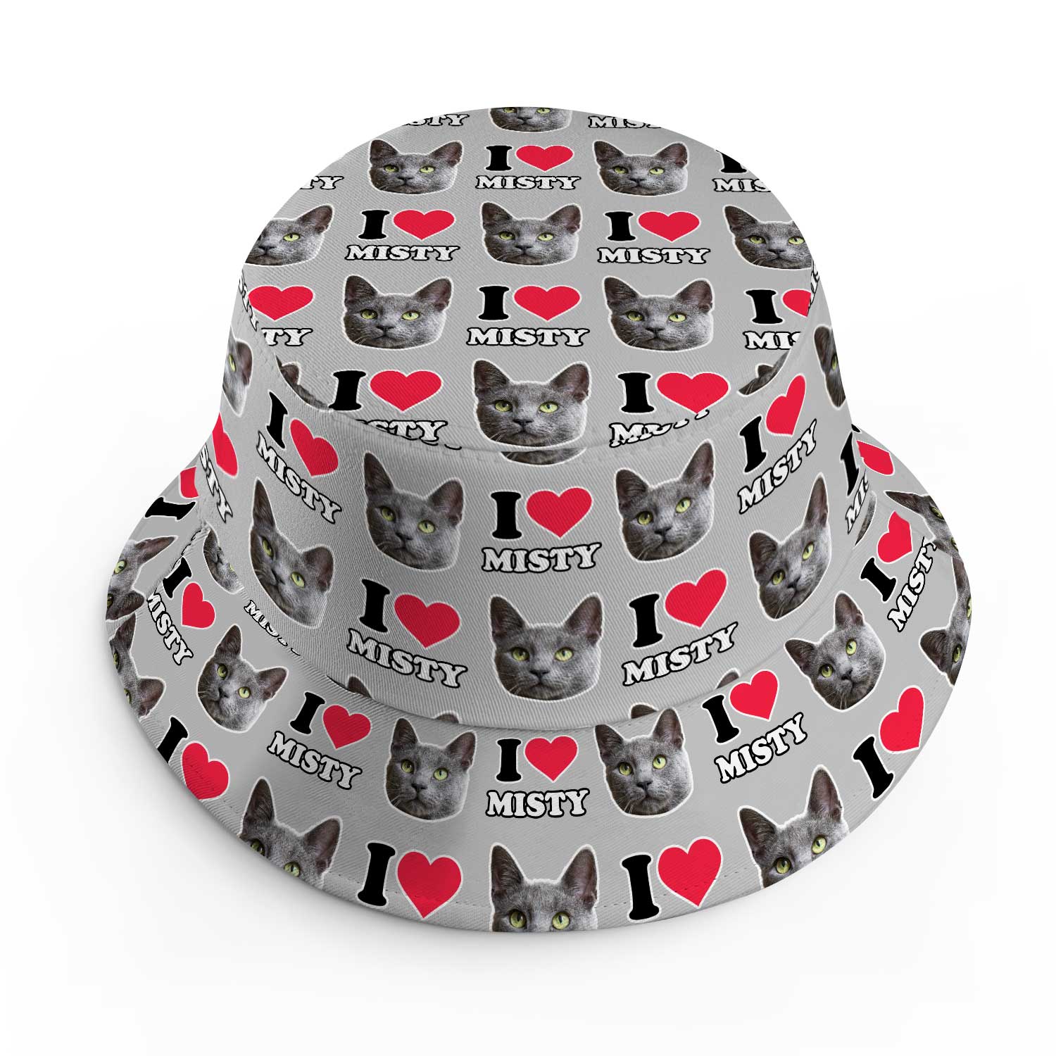 I Heart Cat's [Name] and Face Custom Bucket Hat
