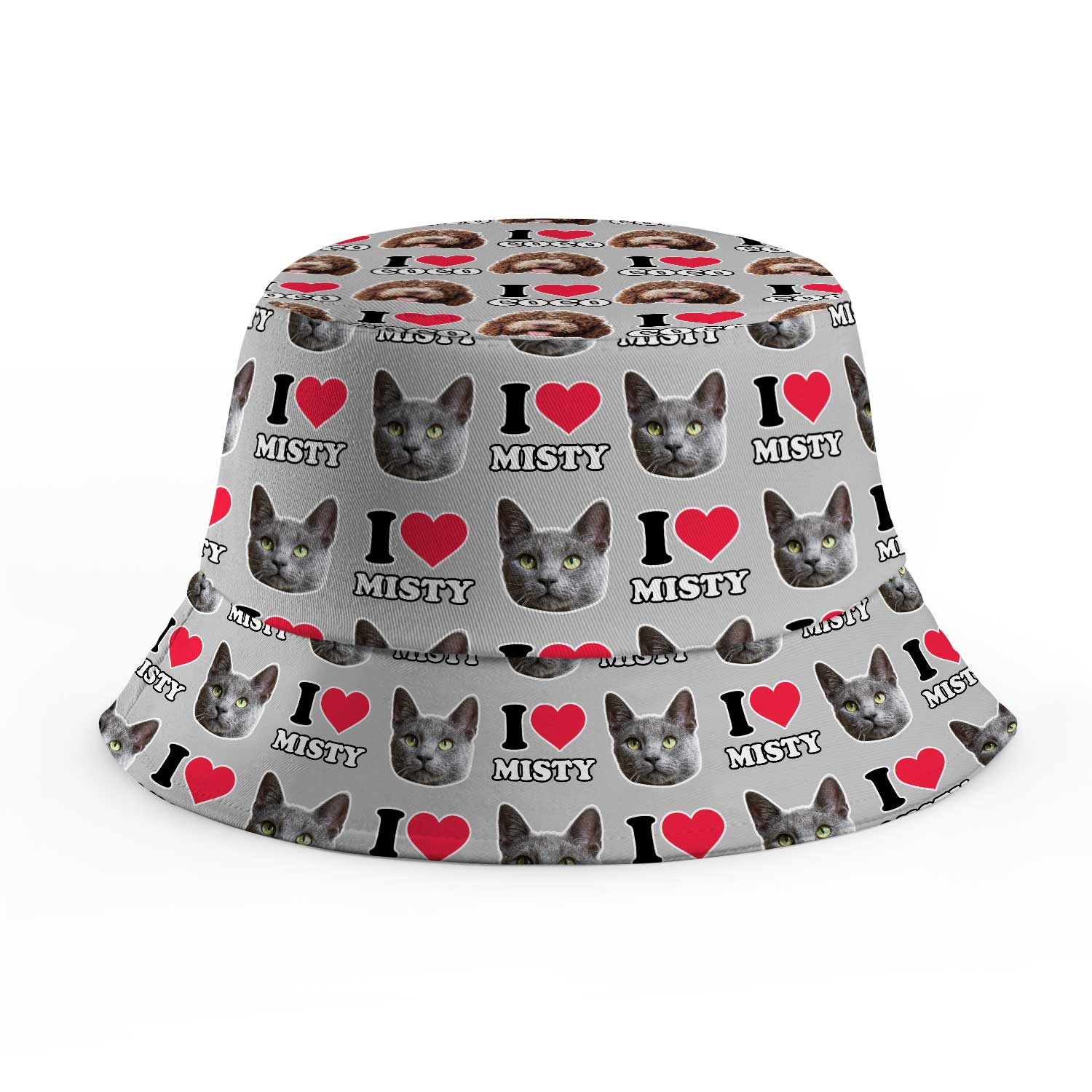 I Heart Cat's [Name] and Face Custom Bucket Hat
