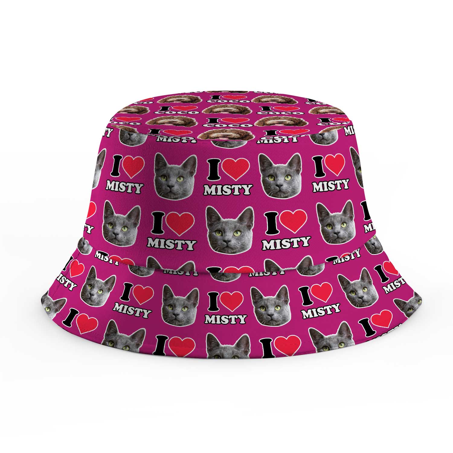 I Heart Cat's [Name] and Face Custom Bucket Hat