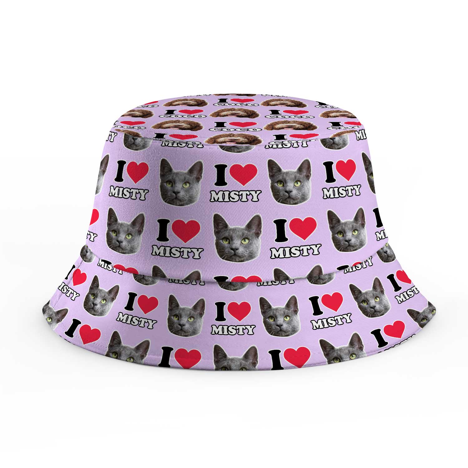 I Heart Cat's [Name] and Face Custom Bucket Hat