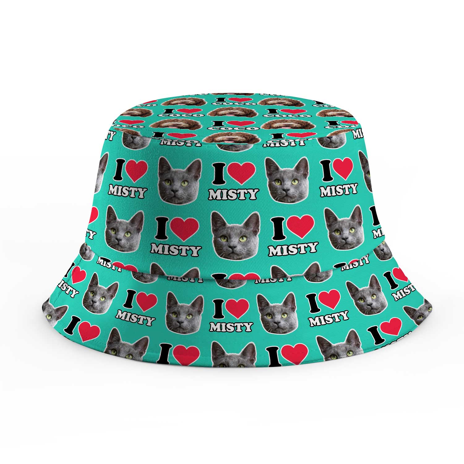 I Heart Cat's [Name] and Face Custom Bucket Hat