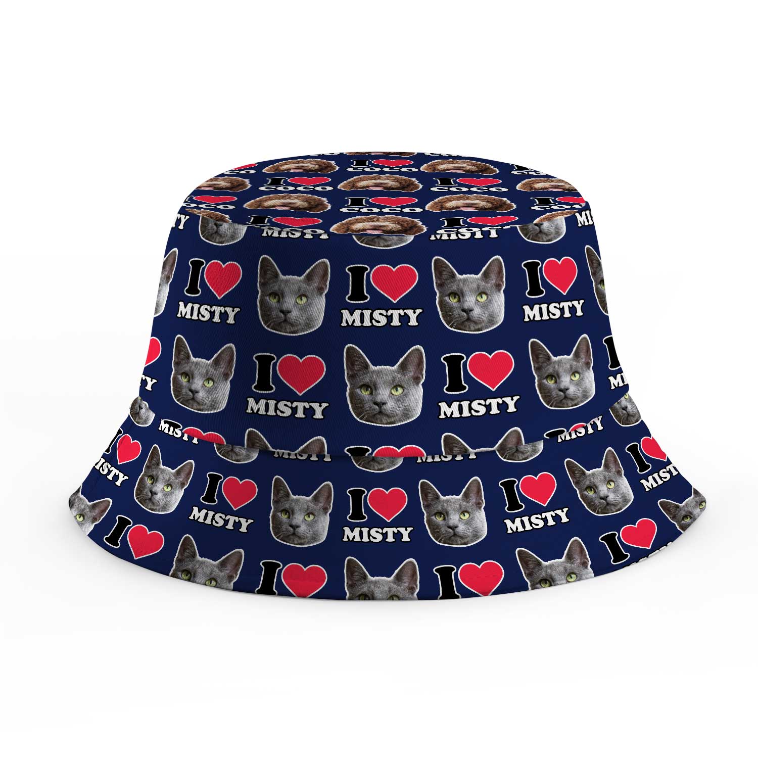 I Heart Cat's [Name] and Face Custom Bucket Hat