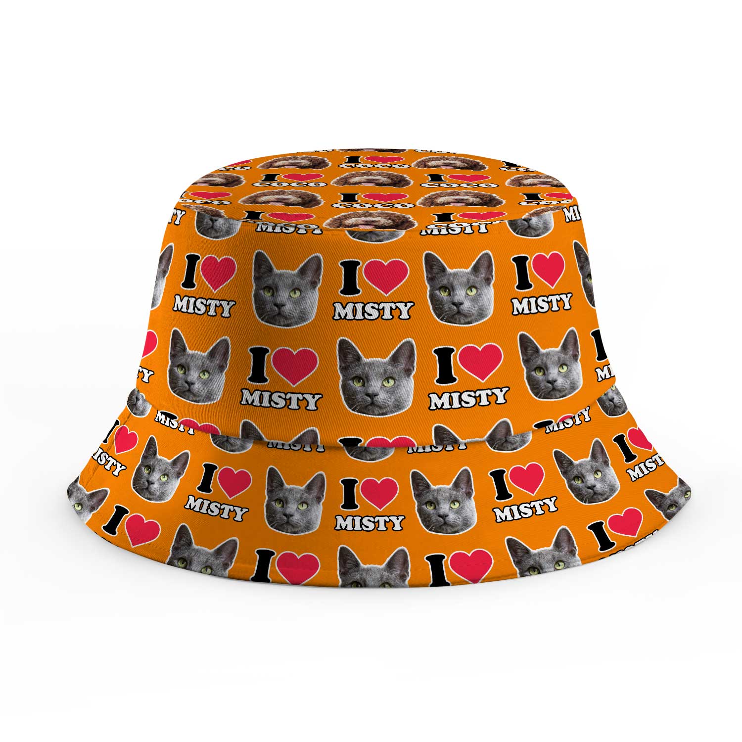 I Heart Cat's [Name] and Face Custom Bucket Hat