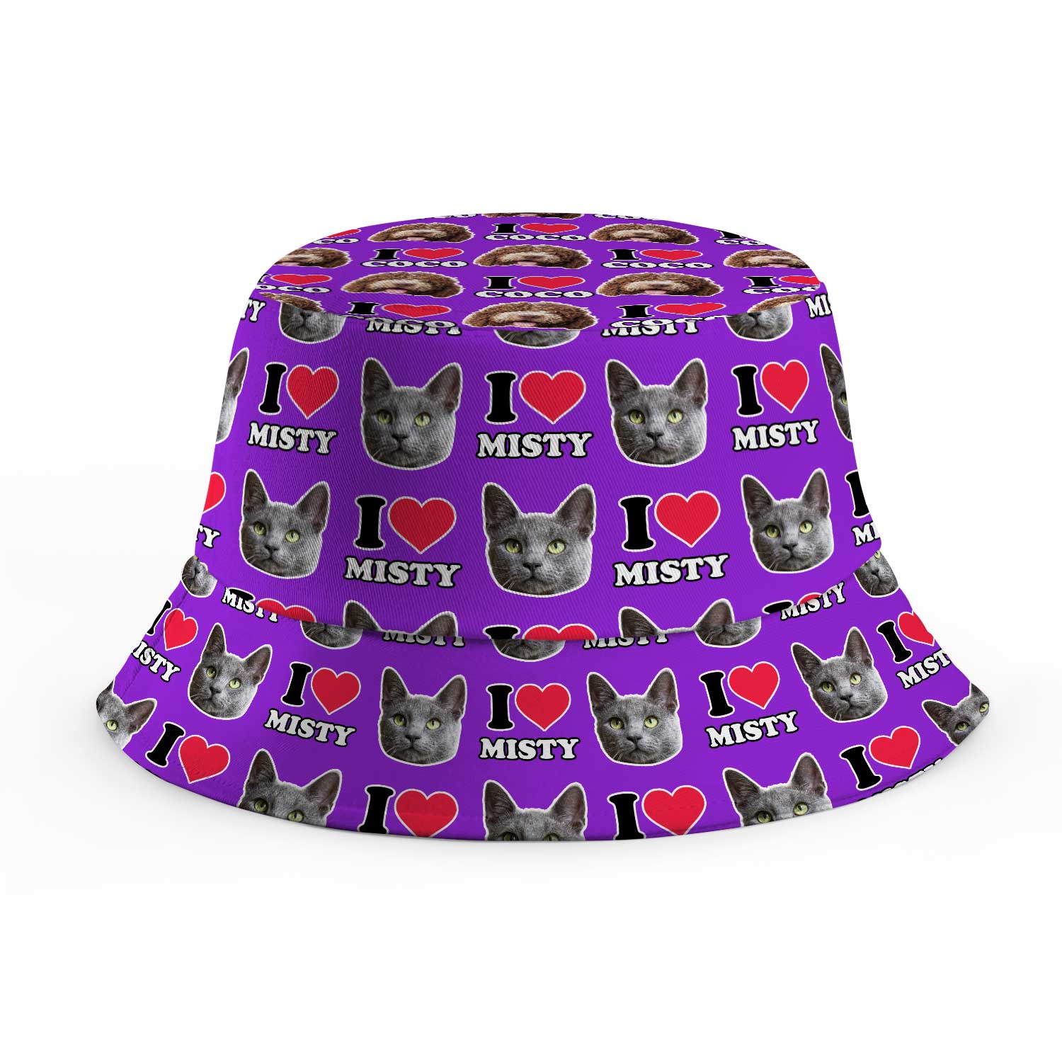 I Heart Cat's [Name] and Face Custom Bucket Hat