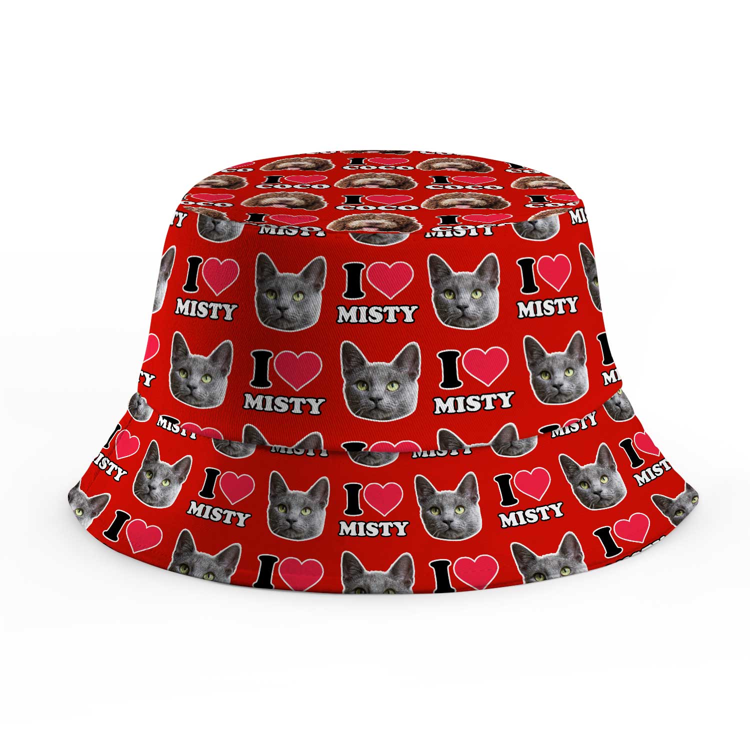 I Heart Cat's [Name] and Face Custom Bucket Hat