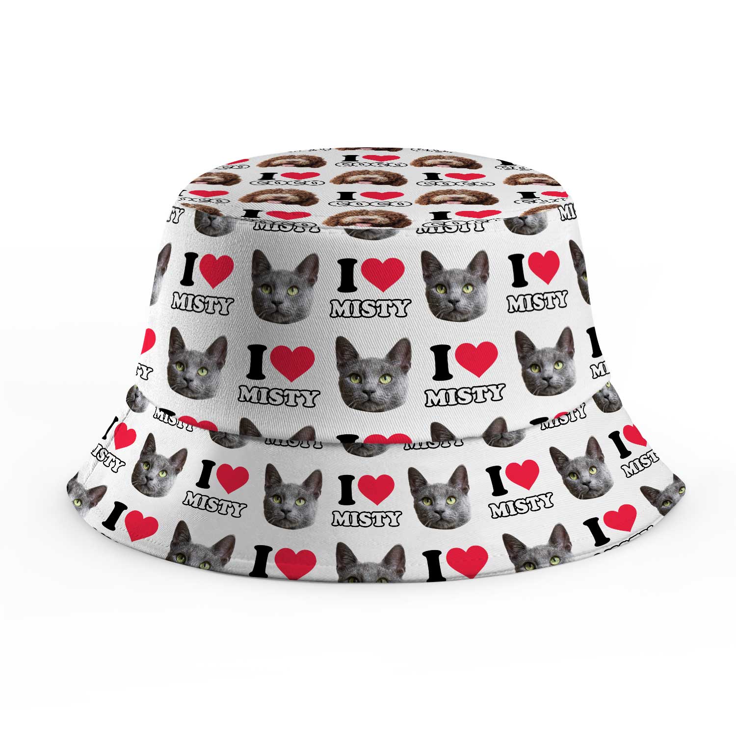 I Heart Cat's [Name] and Face Custom Bucket Hat
