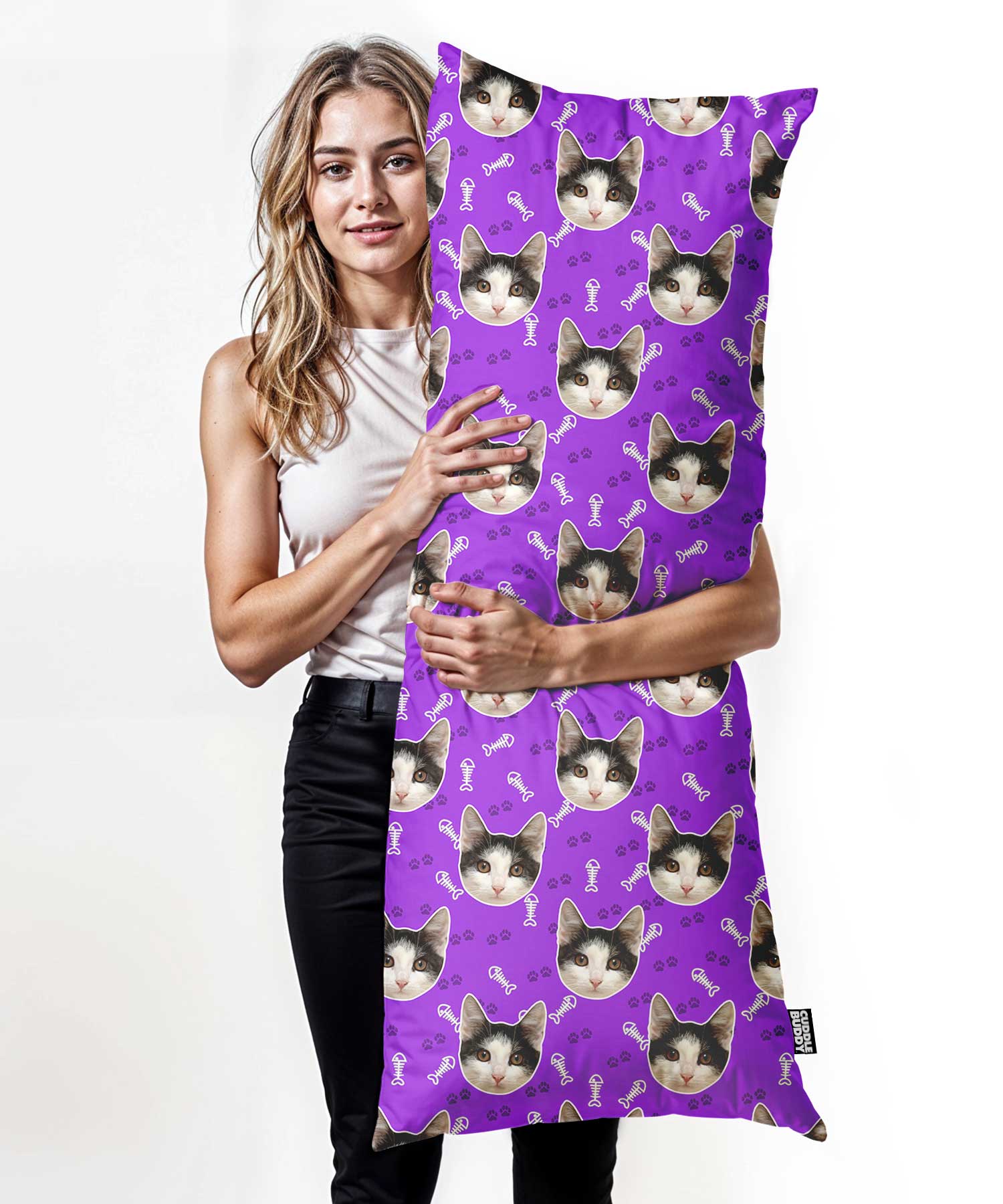Paw Print Personalised Cat Body Pillow
