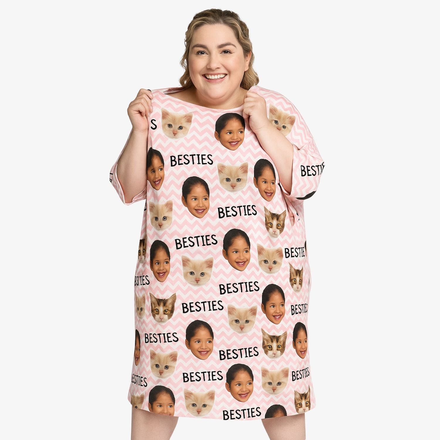 Besties You & Your Cat Custom Sleep Tee