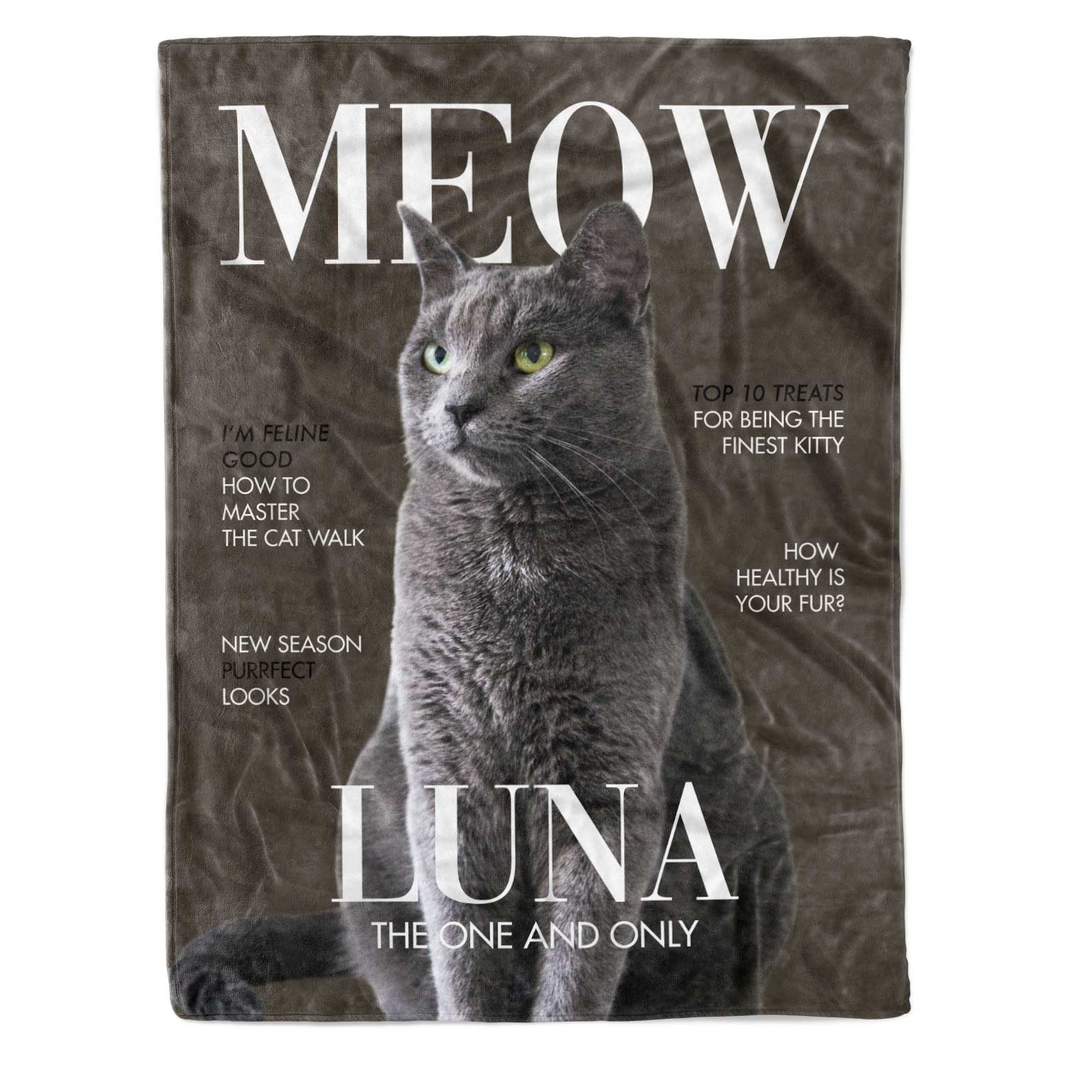 Meow Vogue Fashion Magazine Cover Personalised Dog Blanket