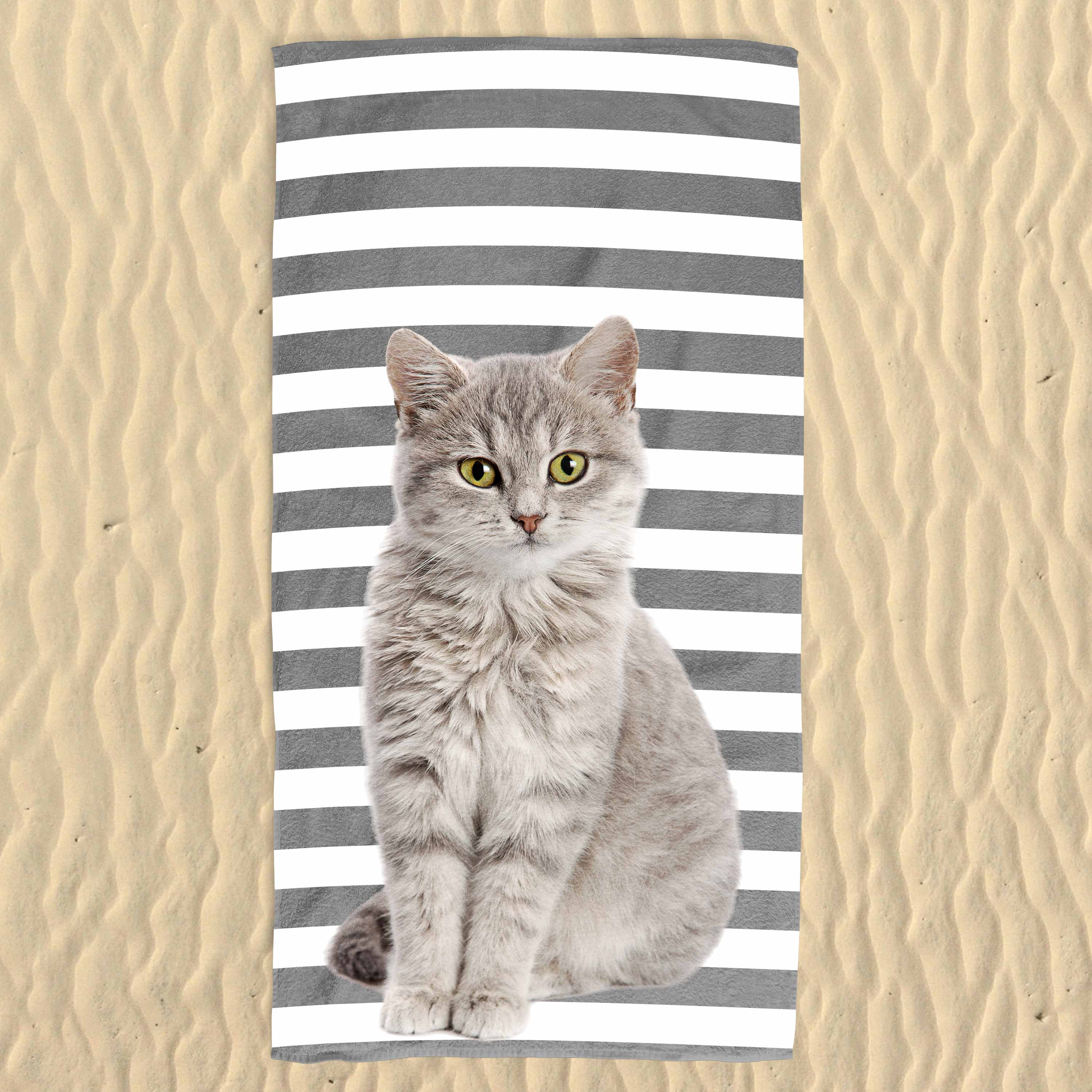 Your Cat Stripe Pattern Beach Towel