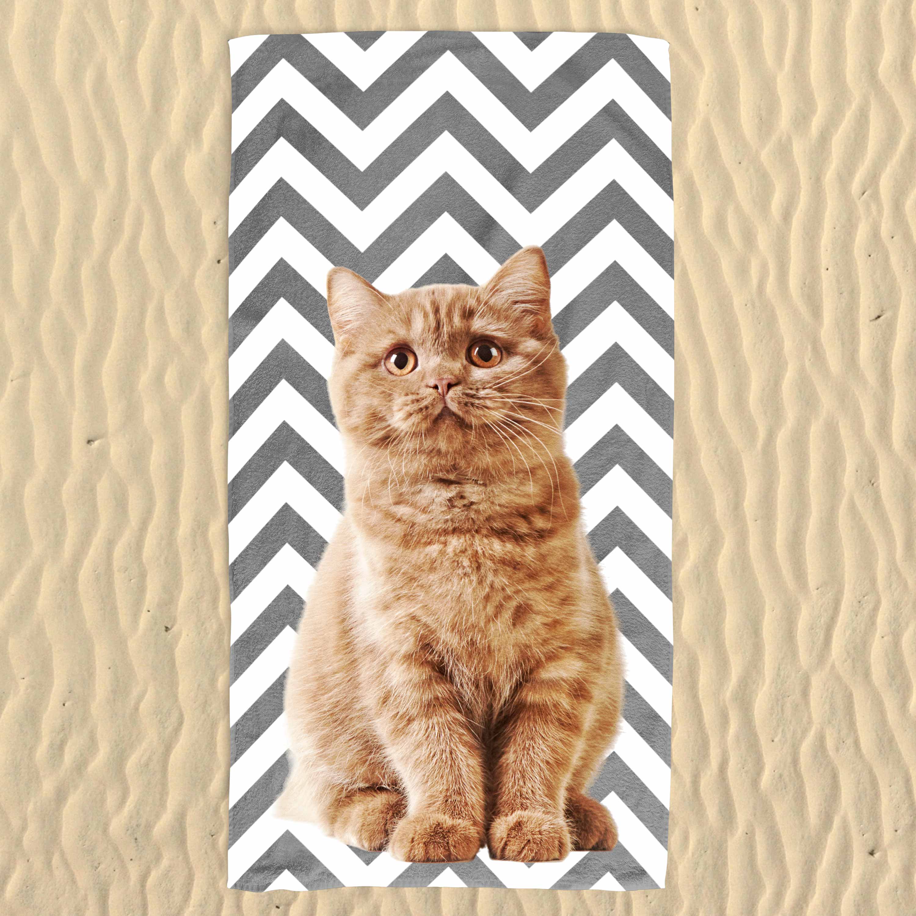 Your Cat Zig Zag Pattern Beach Towel