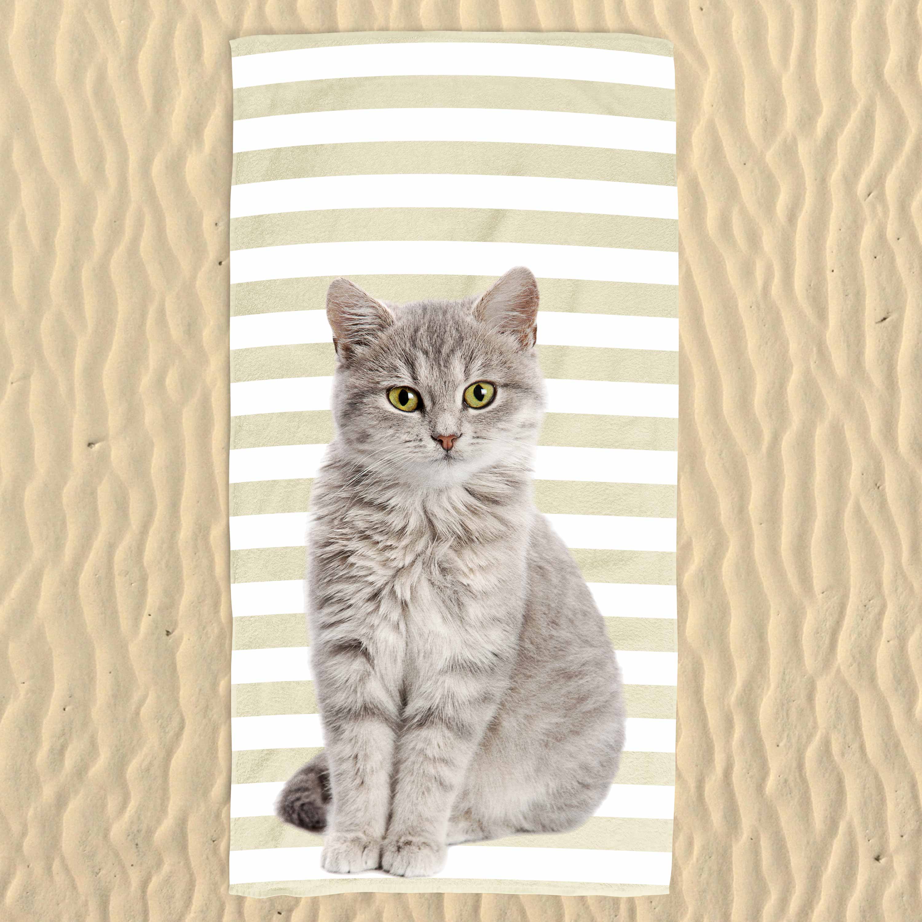 Your Cat Stripe Pattern Beach Towel