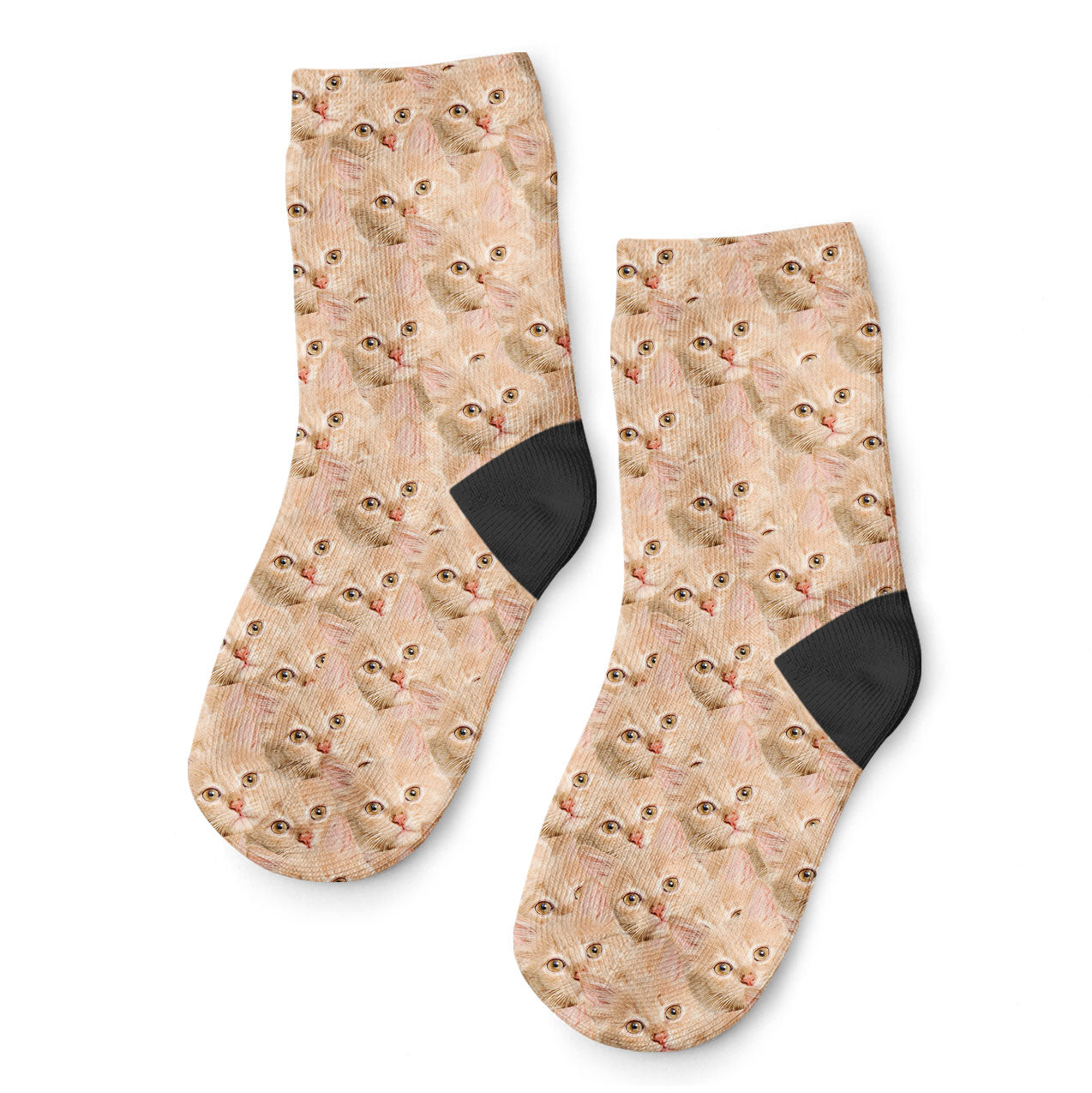 Cat Face Mash Personalised Kids Socks
