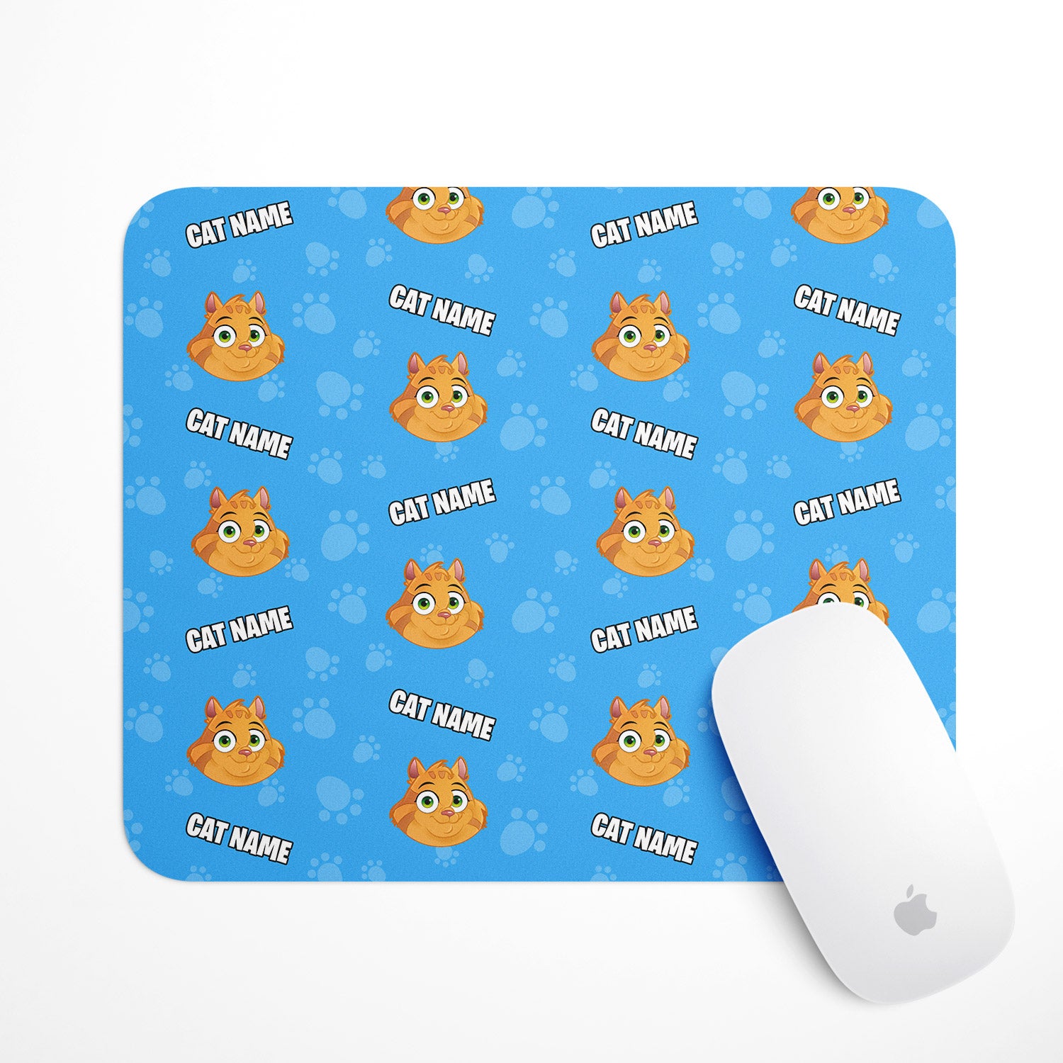 Your Cartoon Cat Personalised Mouse Mat