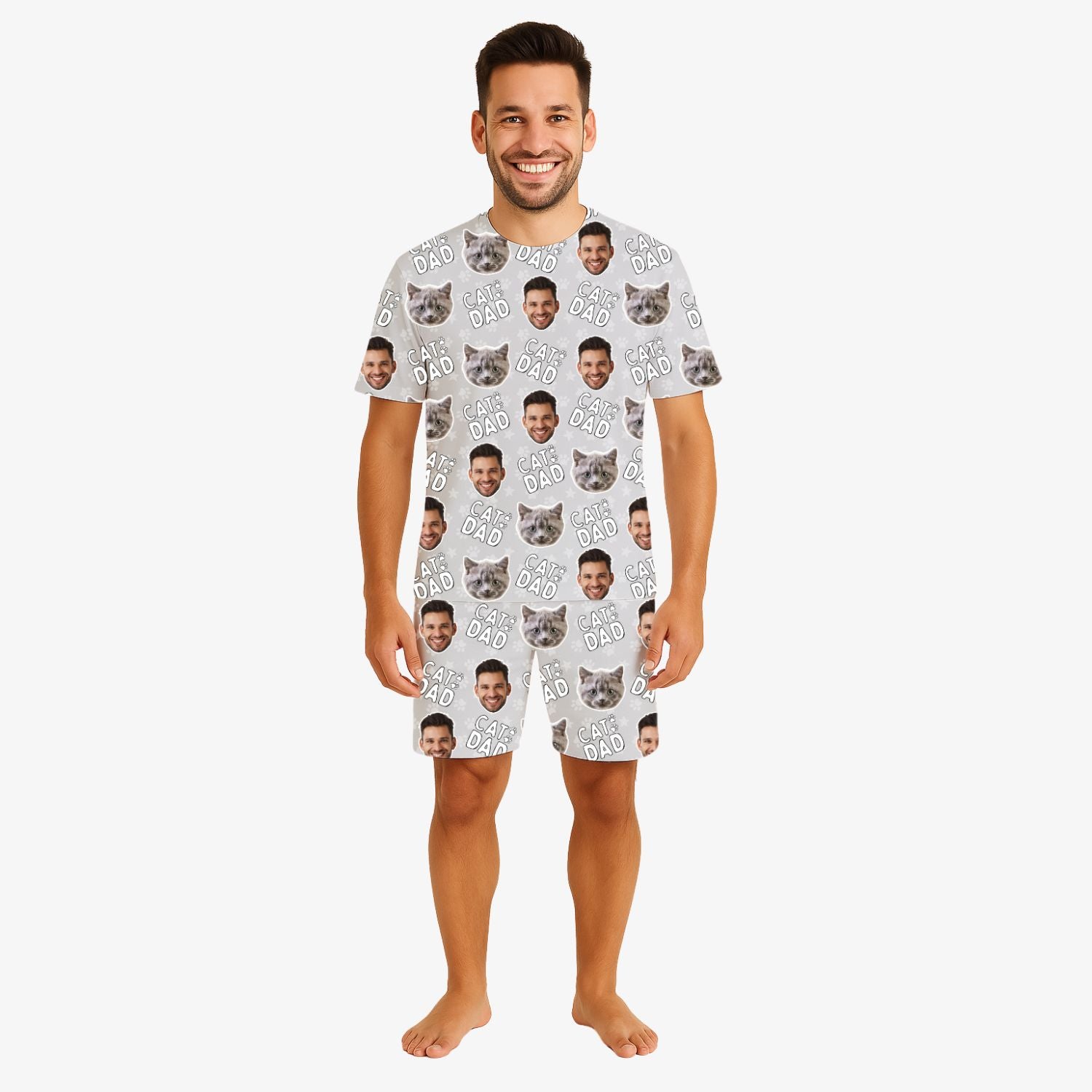 Men's Cat Dad Personalised PJs - Shorts Set