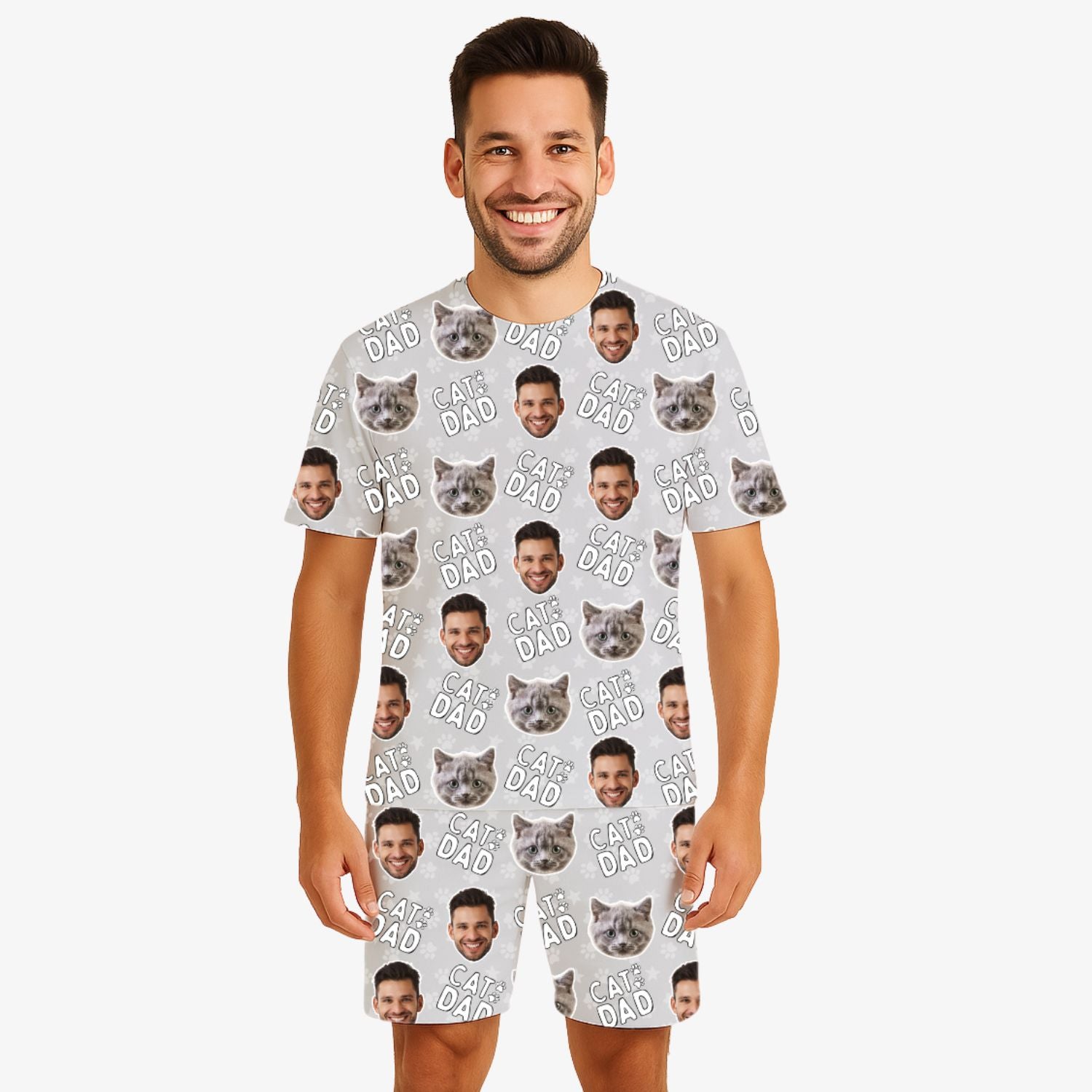 Men's Cat Dad Personalised PJs - Shorts Set