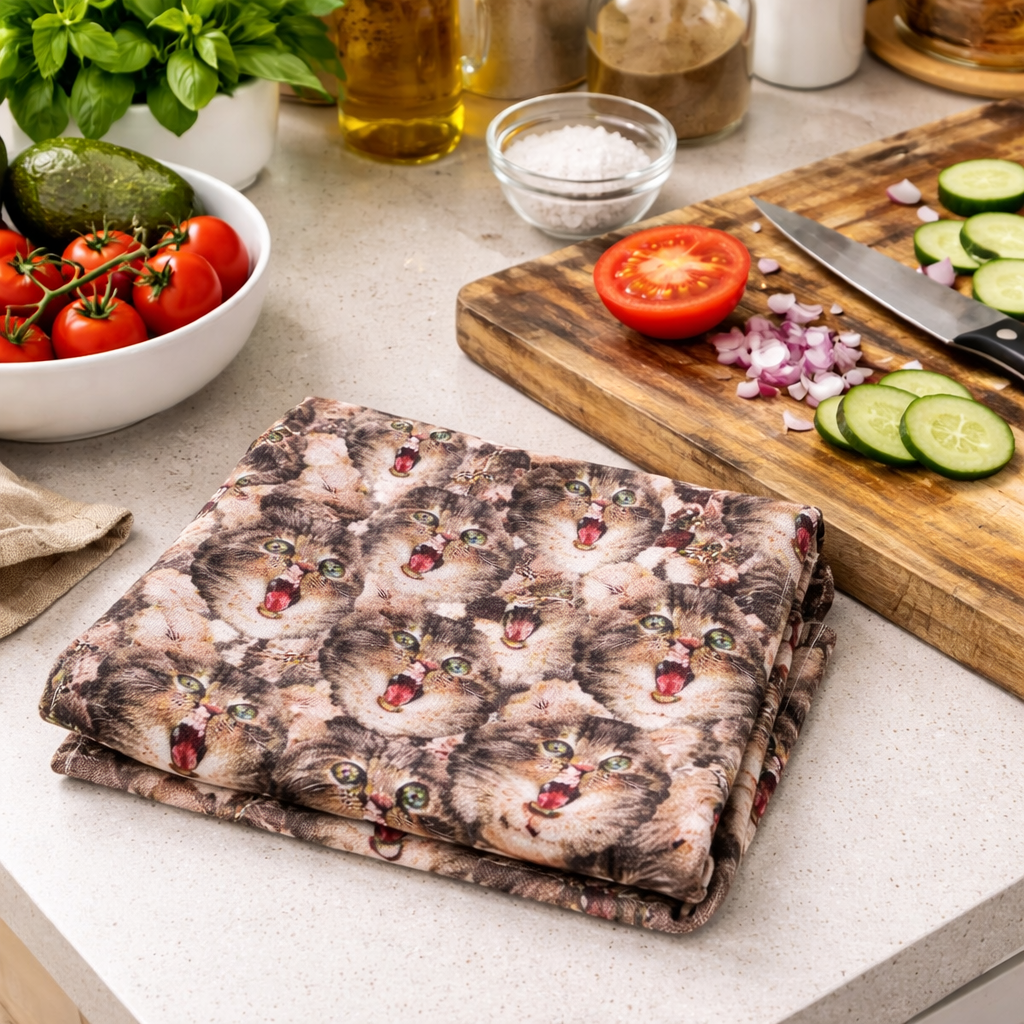 Cat Mash Personalised Tea Towel