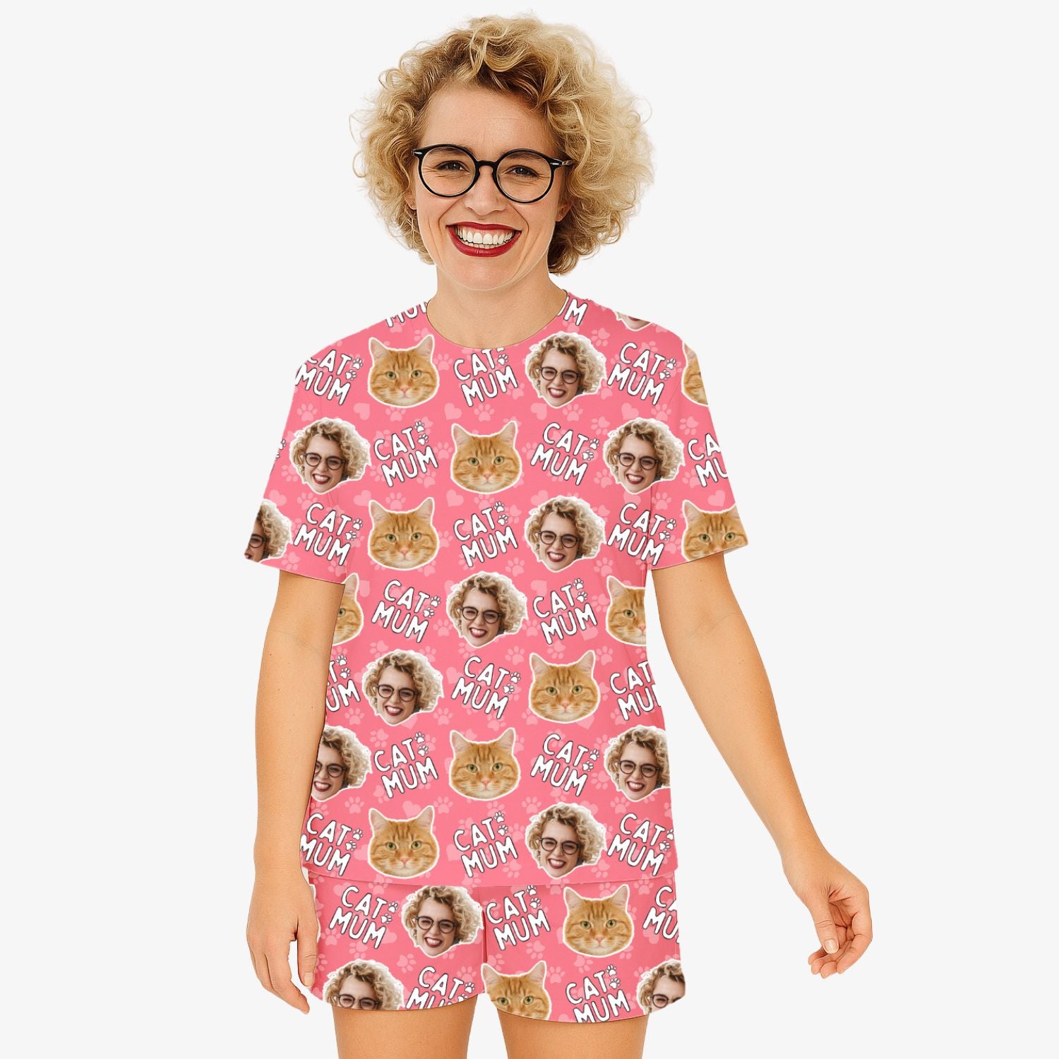 Women's Cat Mum Personalised PJs - Shorts Set