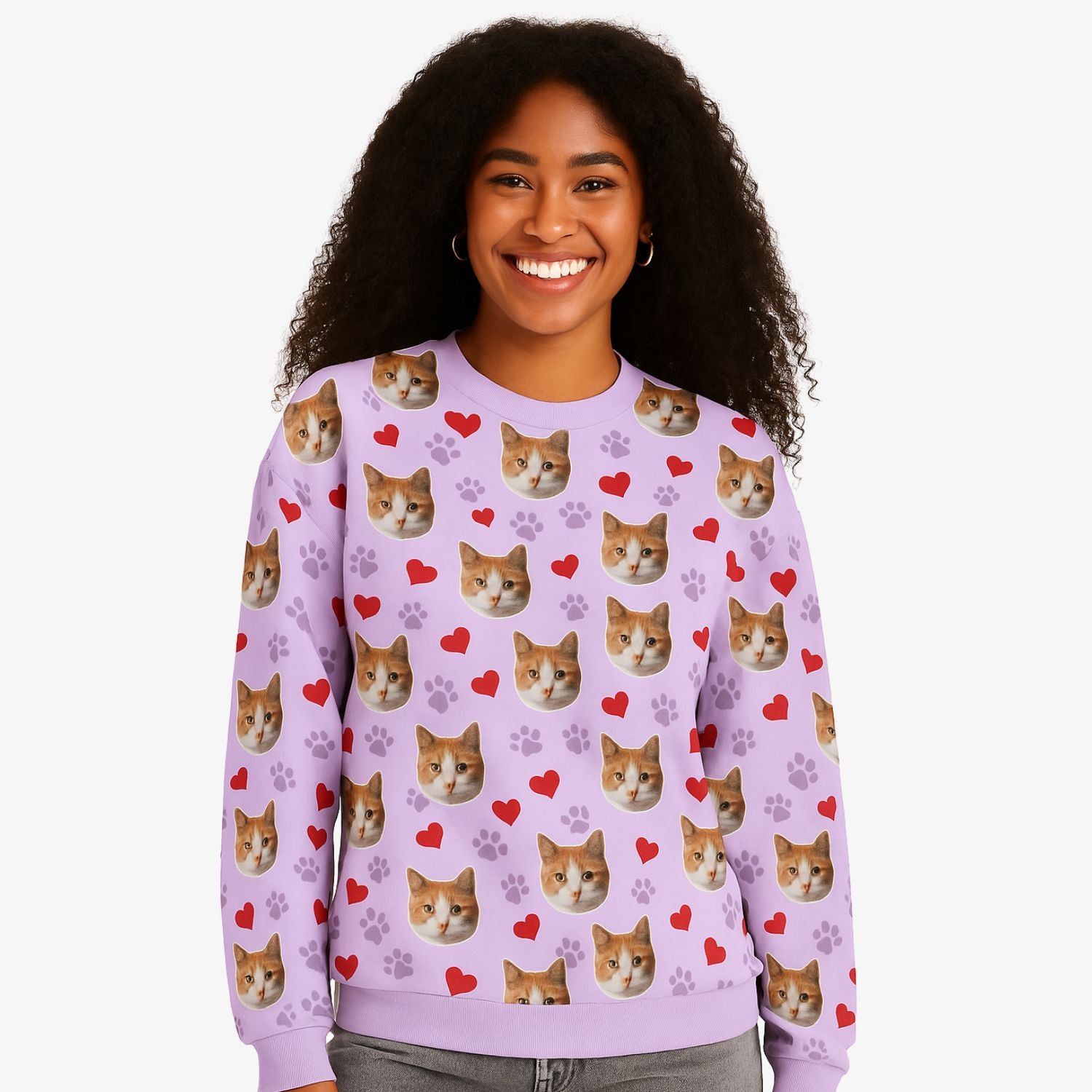 Cat Paws and Hearts Personalised Sweatshirt