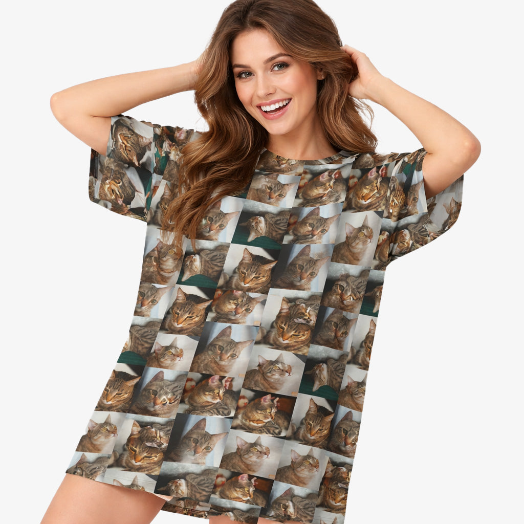 Cat Photo Collage Custom Sleep Tee