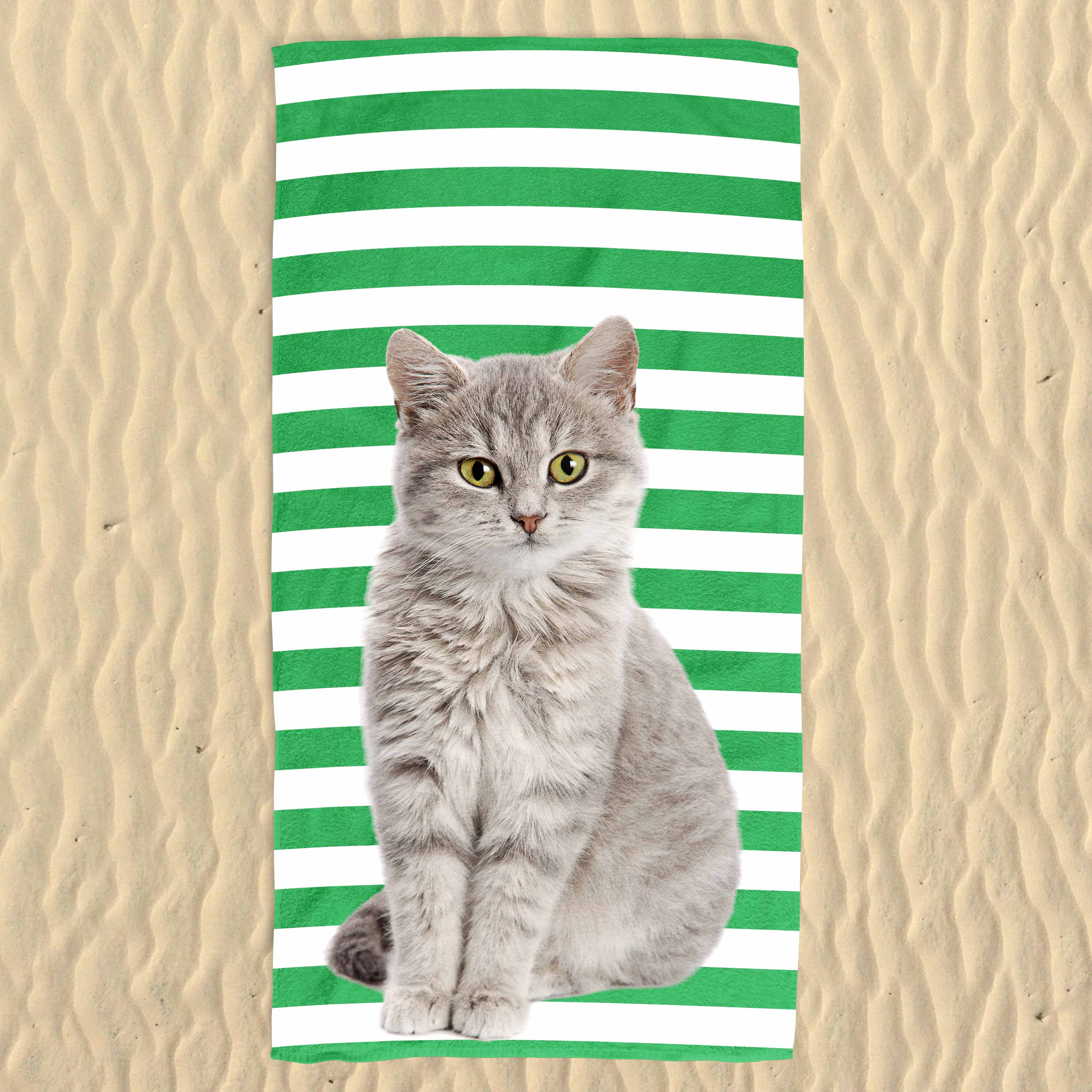 Your Cat Stripe Pattern Beach Towel