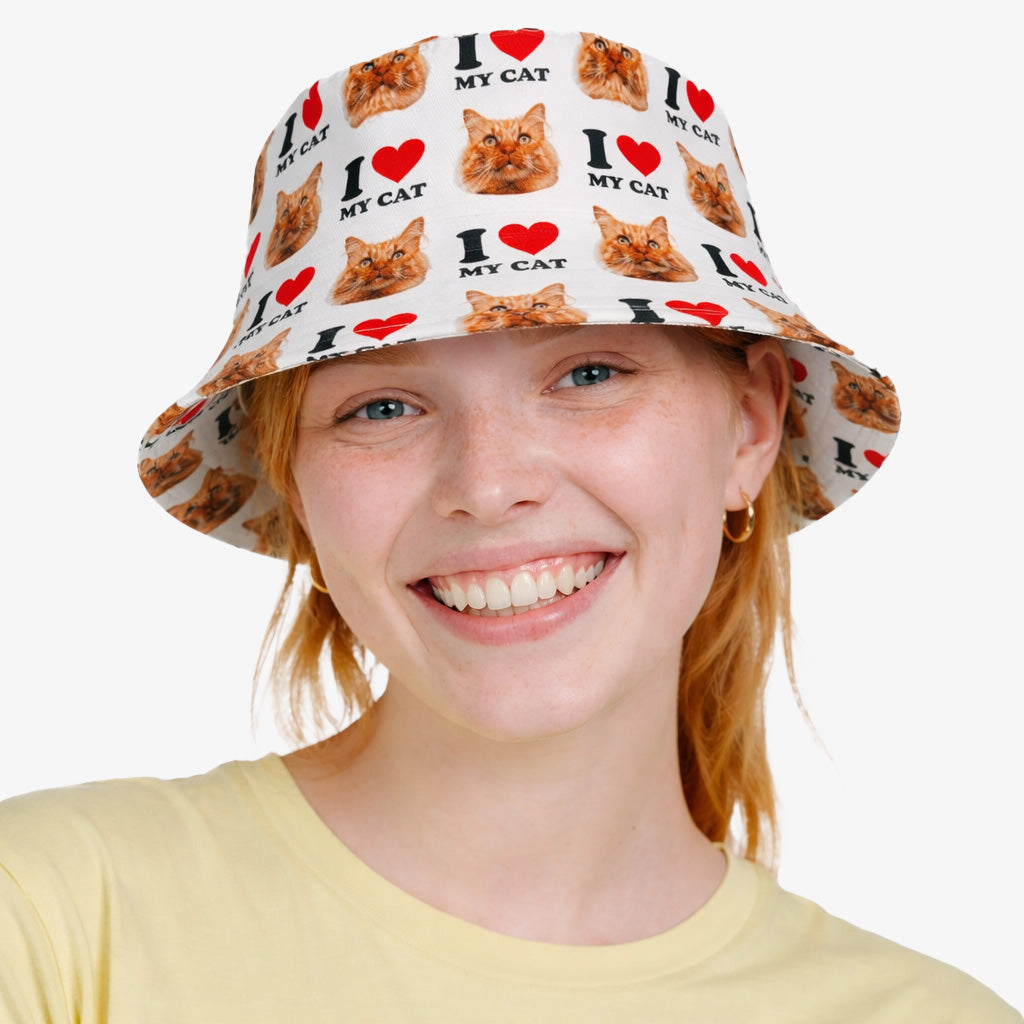I Heart My Cat Custom Bucket Hat