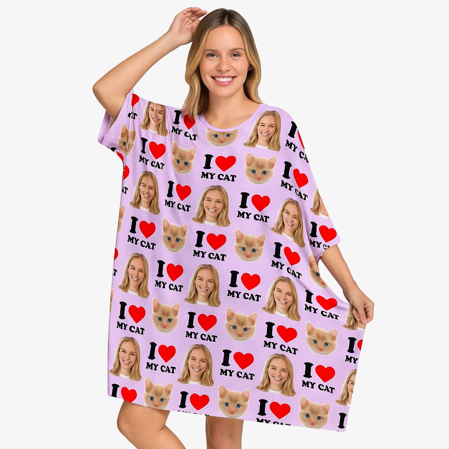 I Heart My Cat Custom Sleep Tee