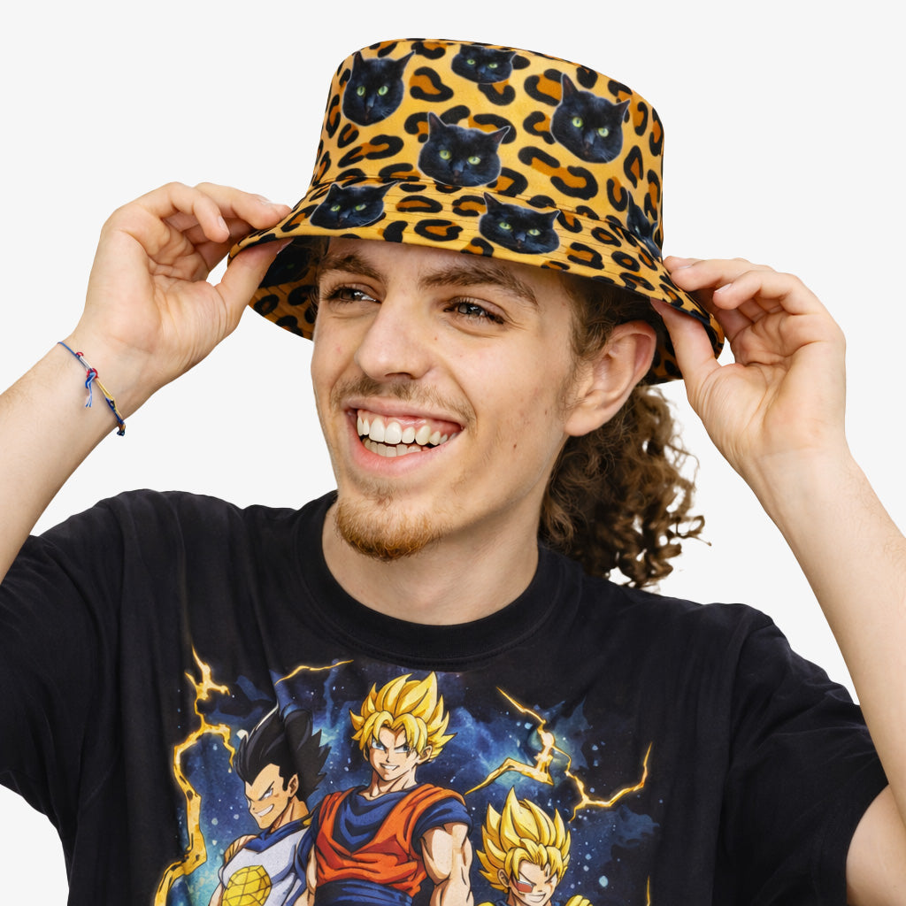 Leopard Print Cat Faces Custom Bucket Hat