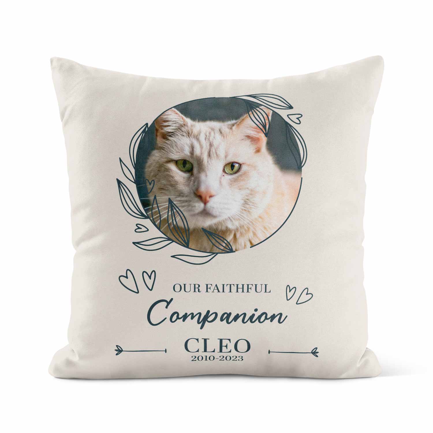 (Name) & (Dates) Our Faithful Companion Cat Memorial Cushion