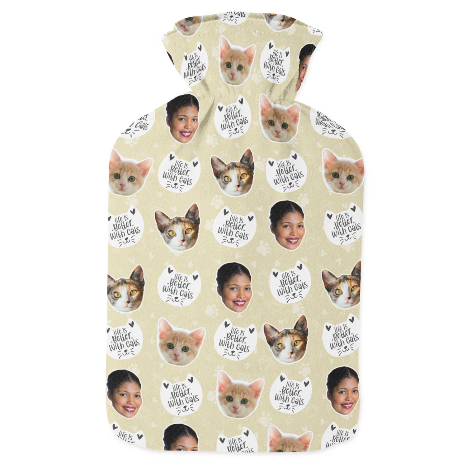 Life Is Better With Cats Personalised Hot Water Bottle