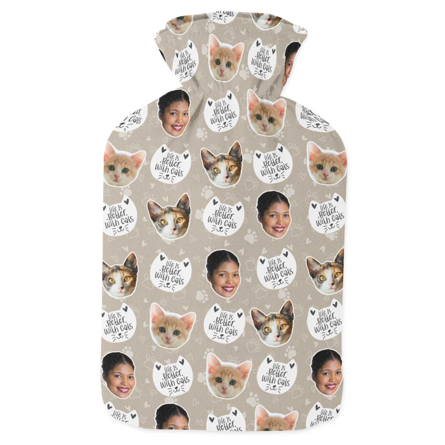 Life Is Better With Cats Personalised Hot Water Bottle
