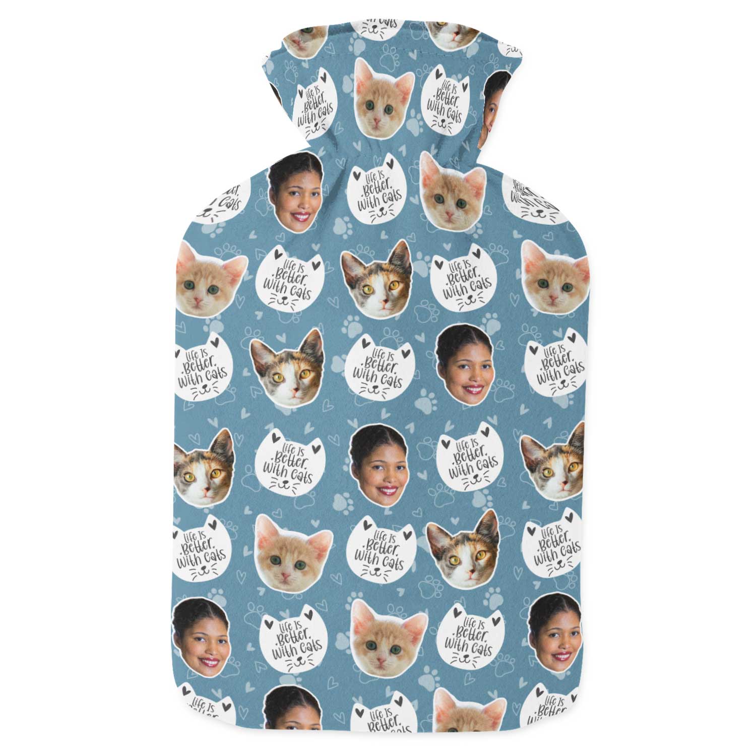Life Is Better With Cats Personalised Hot Water Bottle