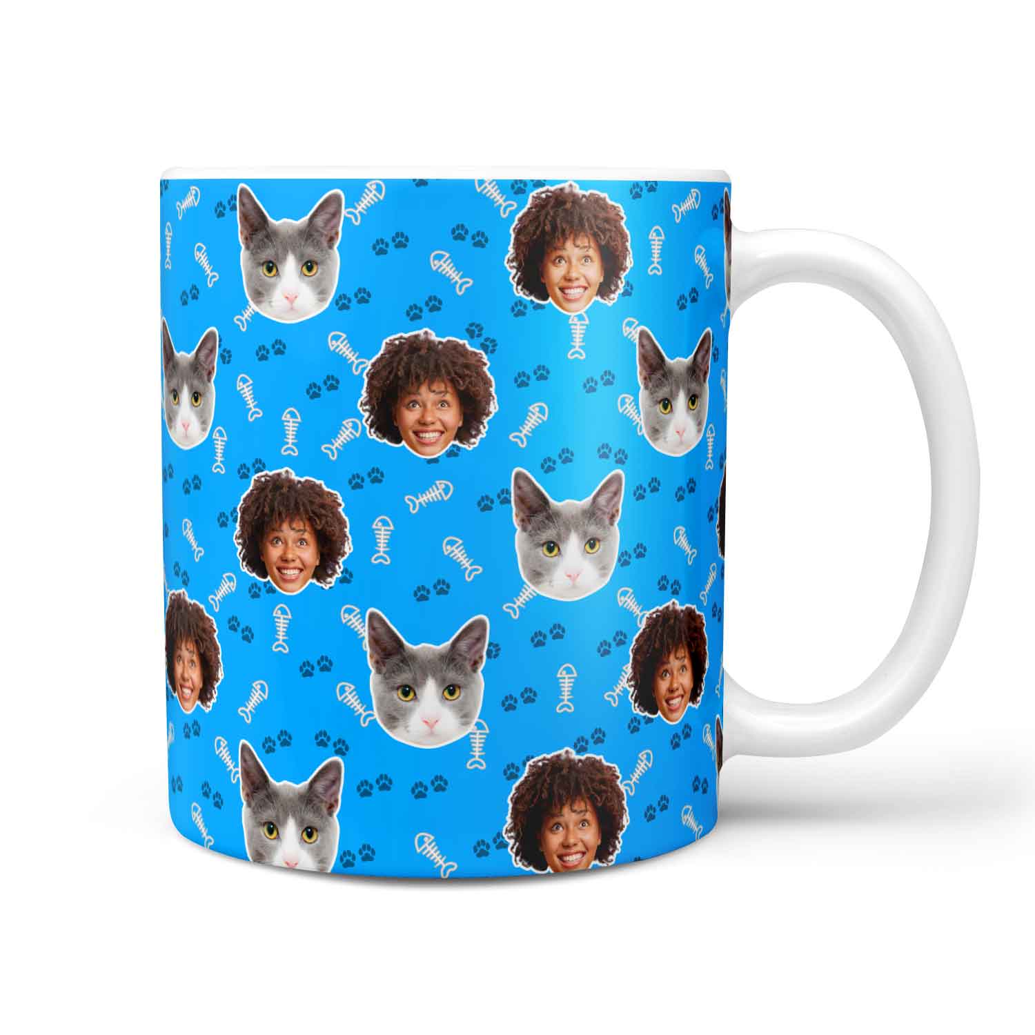 You & Your Cat Fish Bone & Paw Print Custom Cat Mug